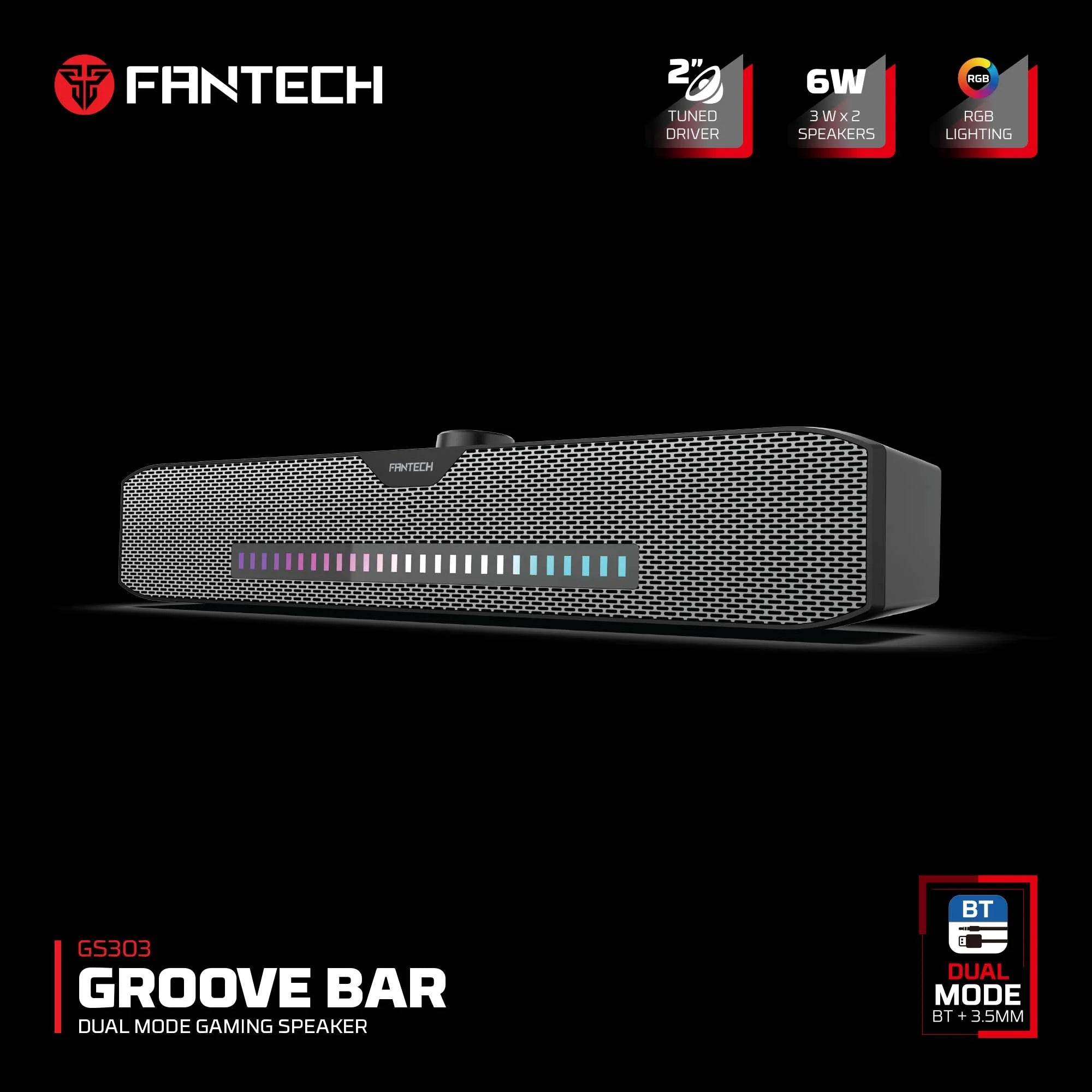 Fantech gs303 groove bar dual mode rgb lighting gaming speaker