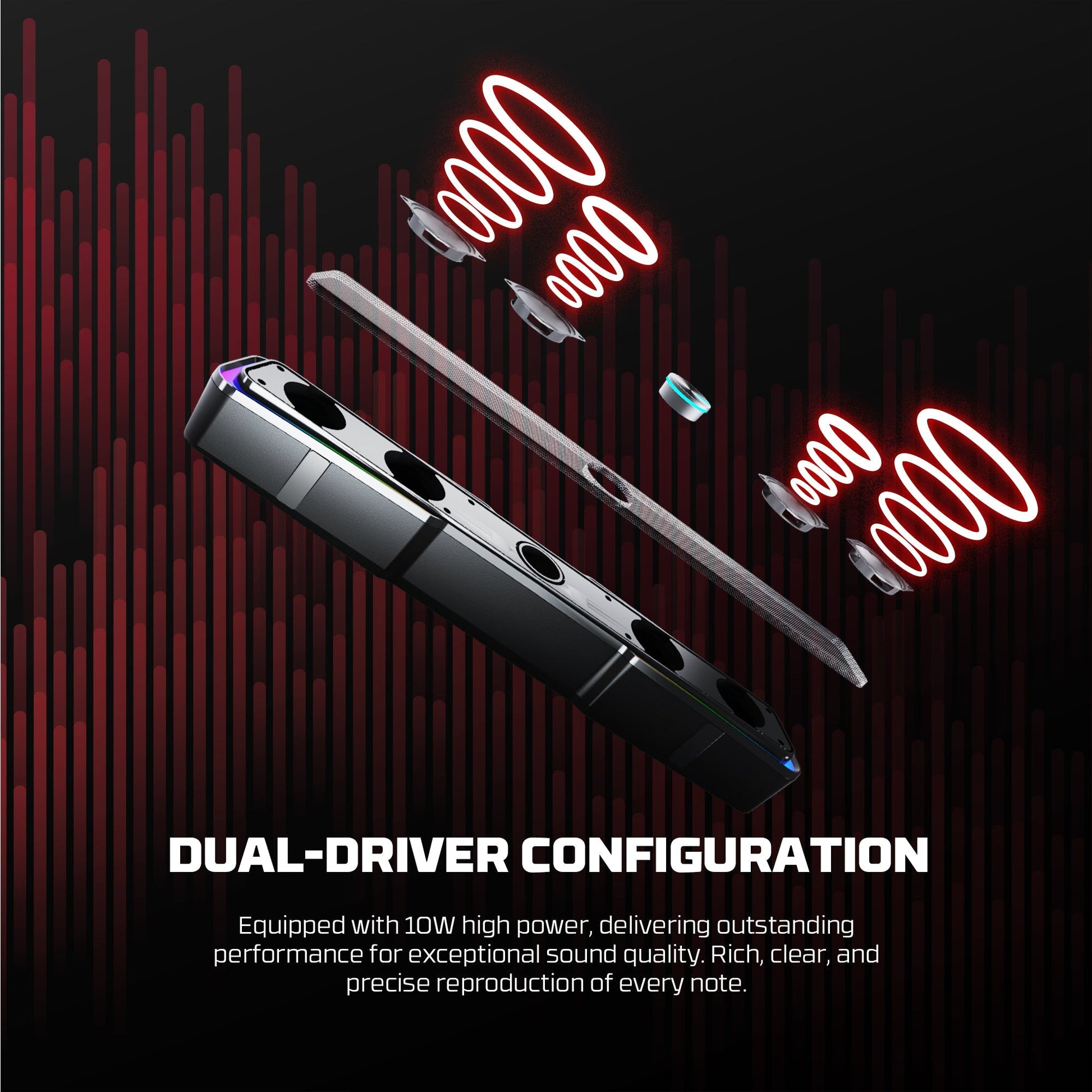 Fantech GS305 Bluetooth 5.3 Soundbar Dual mode RGB Lighting Gaming Speaker Audio