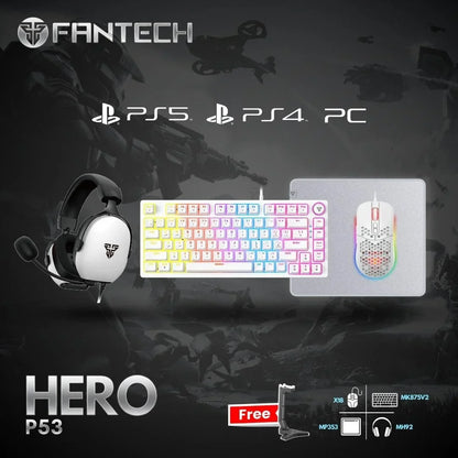 Fantech hero combo p53 keyboard and mouse and headset and mousepad + stand free