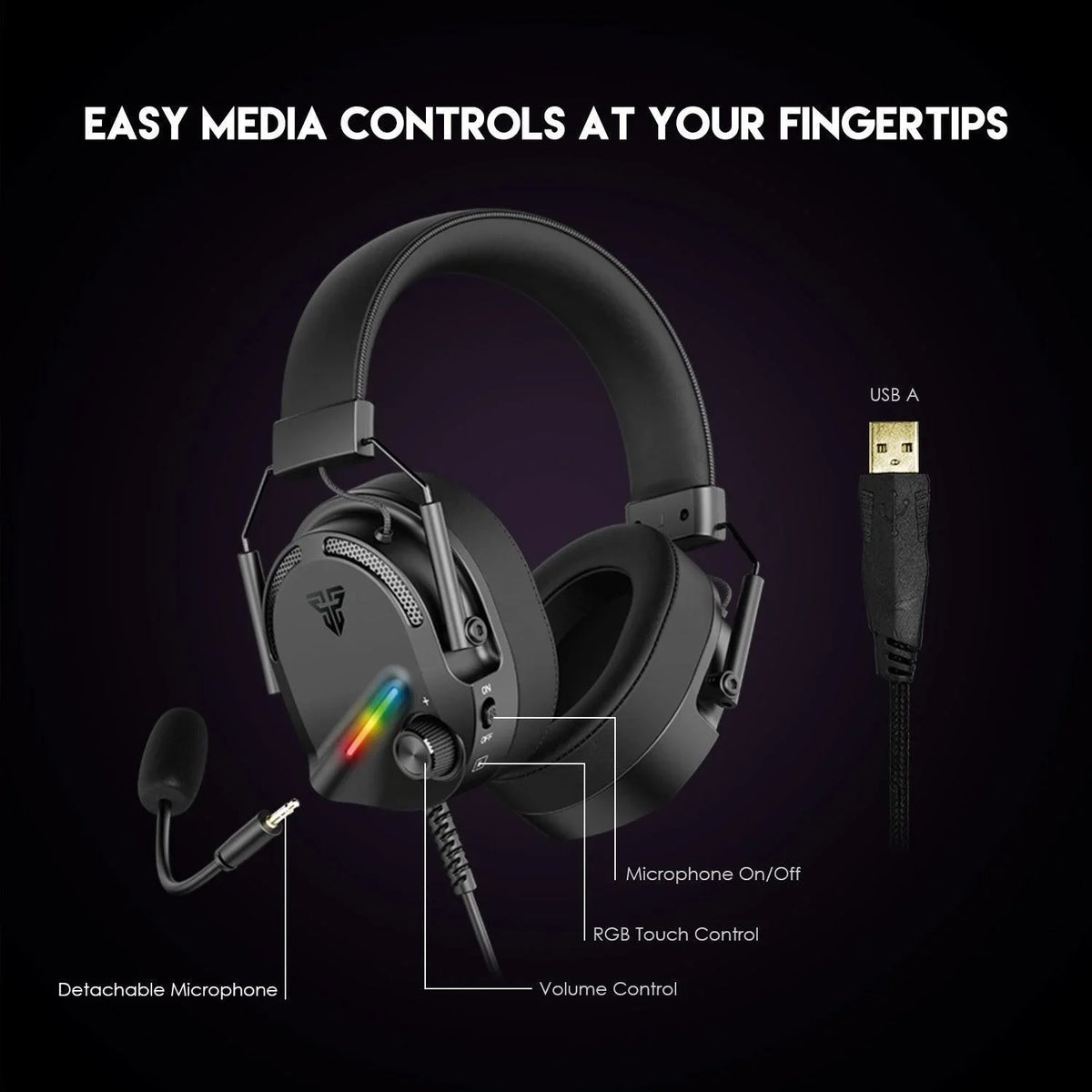 Fantech hg30 carbon 7.1 surround sound gaming headset black - audio | headset 7.1
