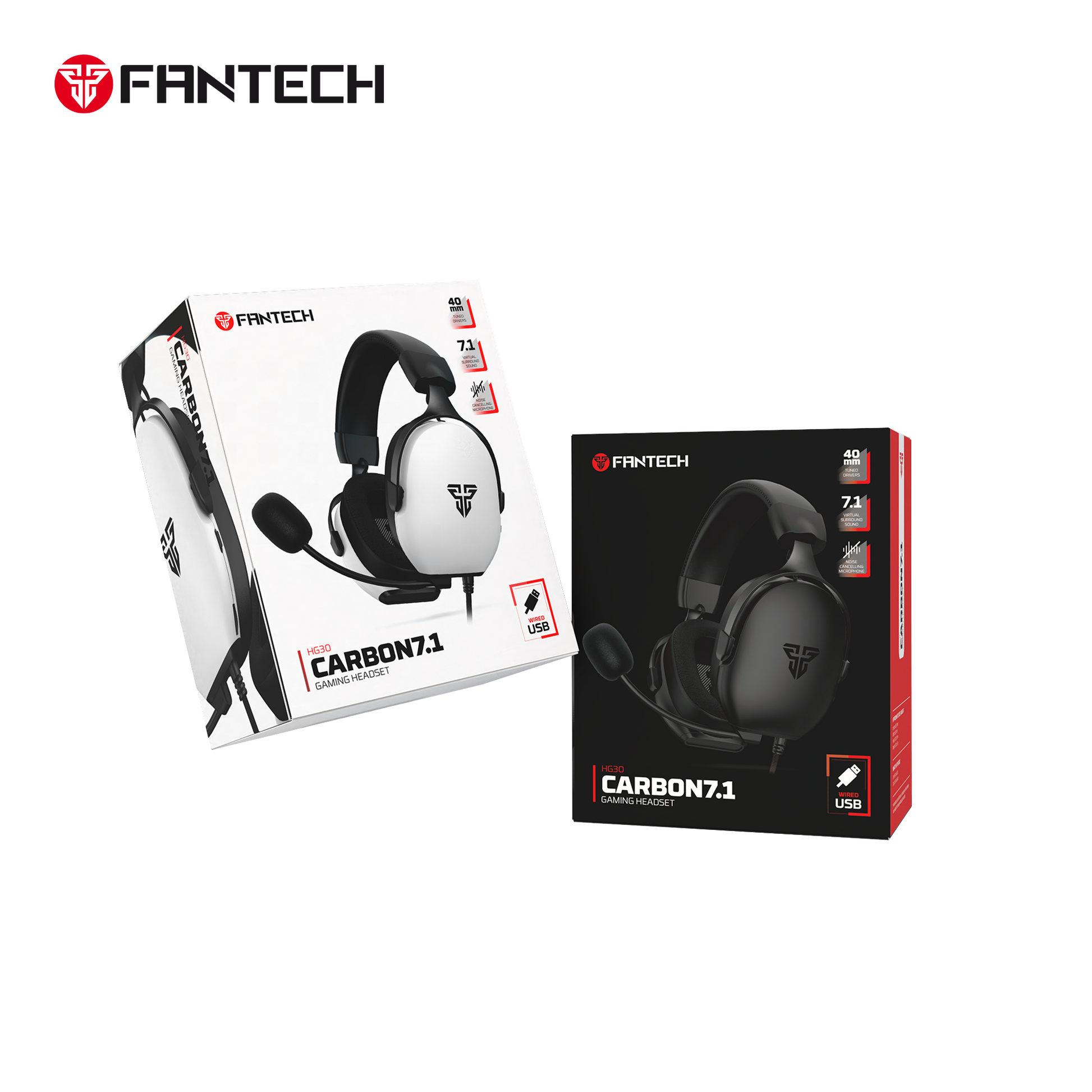 FANTECH HG30 CARBON 7.1 Surround Sound Gaming Headset White Headset 7.1