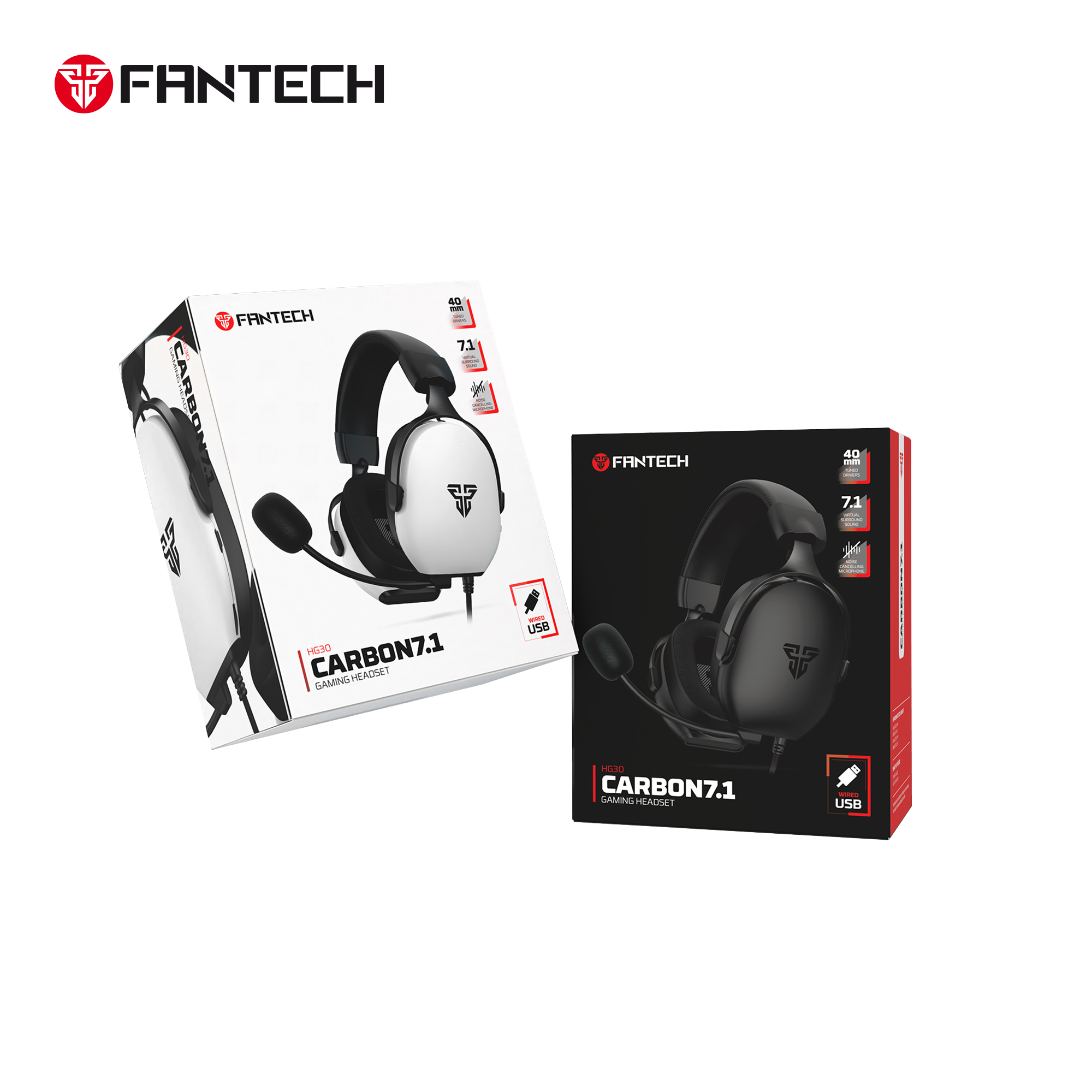 FANTECH HG30 CARBON 7.1 Surround Sound Gaming Headset White Headset 7.1