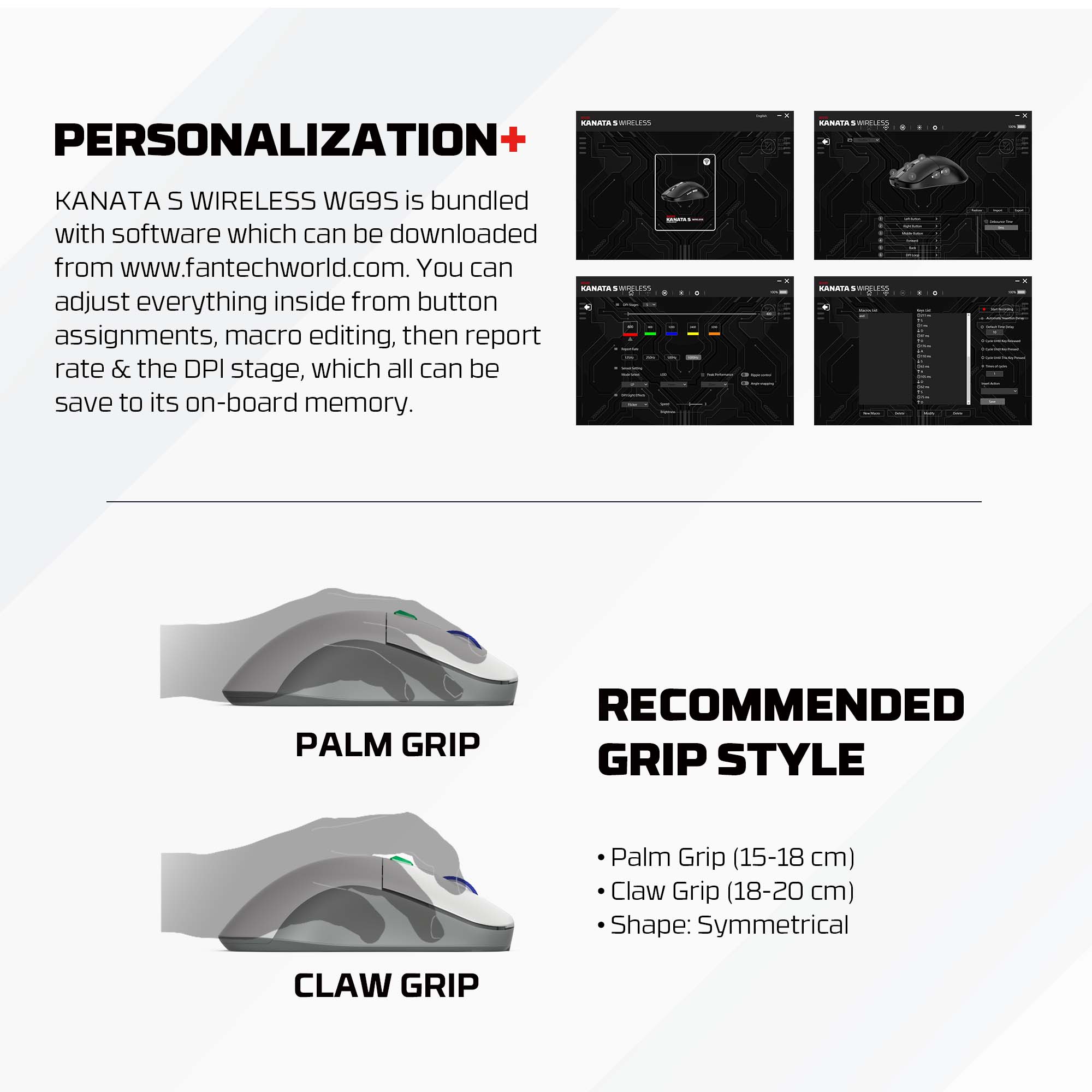 FANTECH KANATA S WG9S SUPER MAXFIT WIRELESS GAMING MOUSE Dual Mode Connection