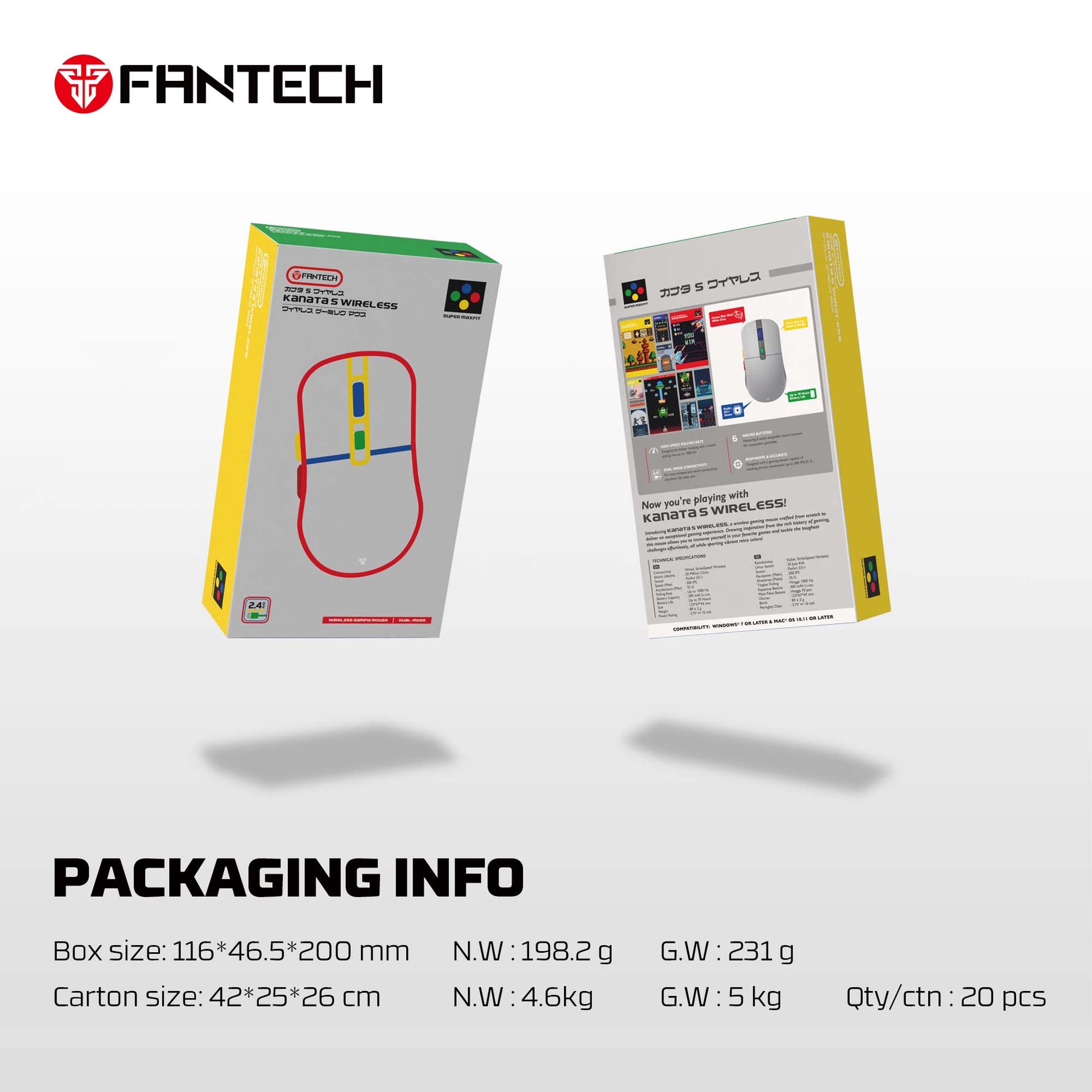 FANTECH KANATA S WG9S SUPER MAXFIT WIRELESS GAMING MOUSE Dual Mode Connection