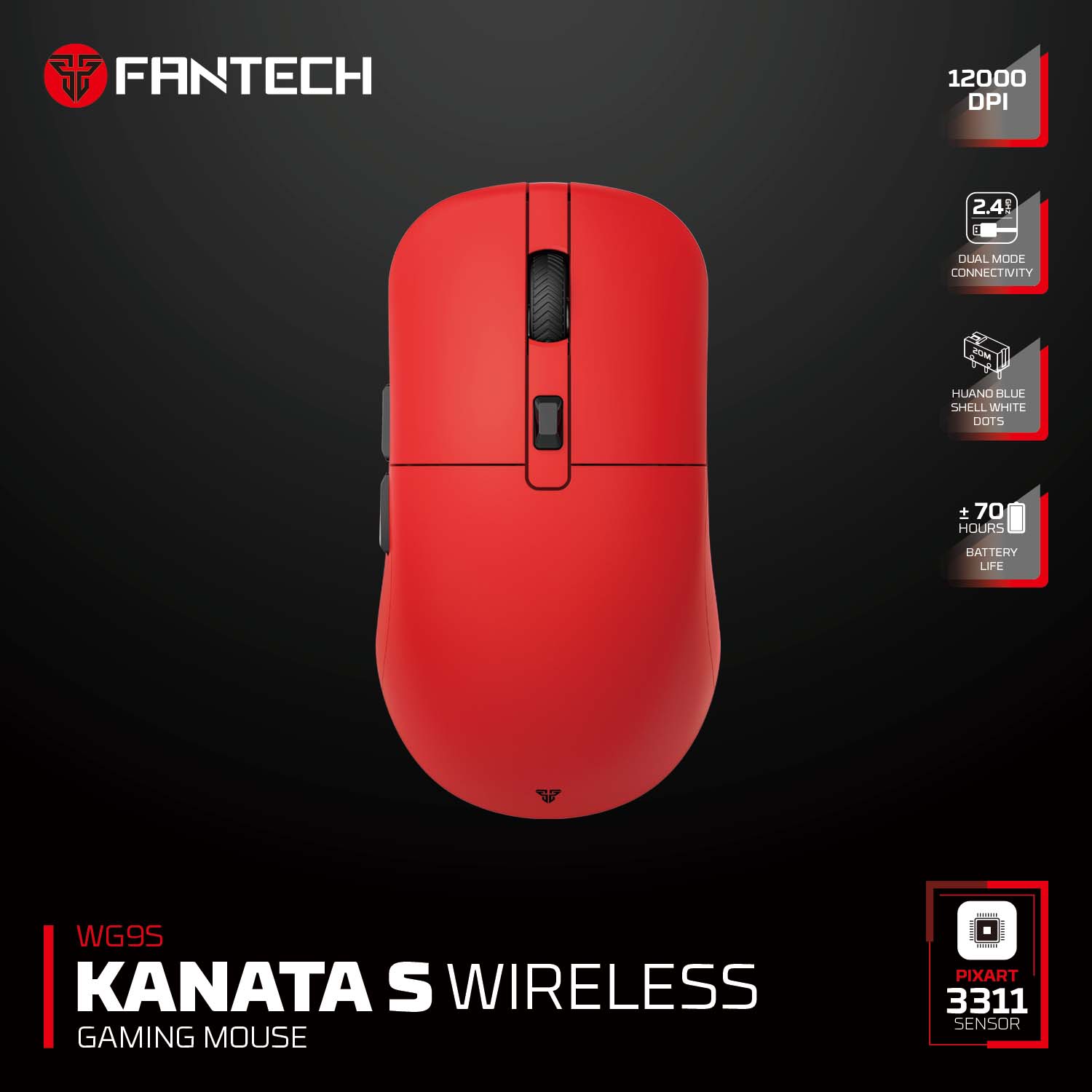 FANTECH KANATA S WG9S WIRELESS GAMING MOUSE RED New Arrivals