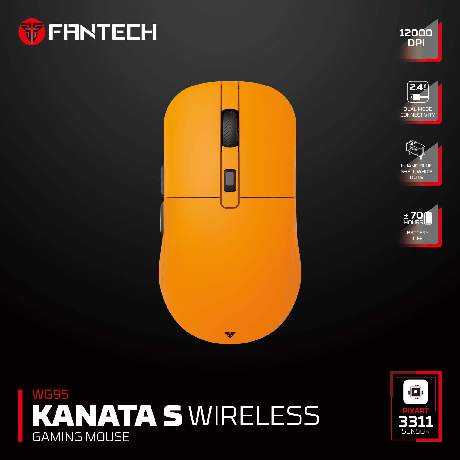 FANTECH KANATA S WG9S WIRELESS GAMING MOUSE YELLOW Mouse