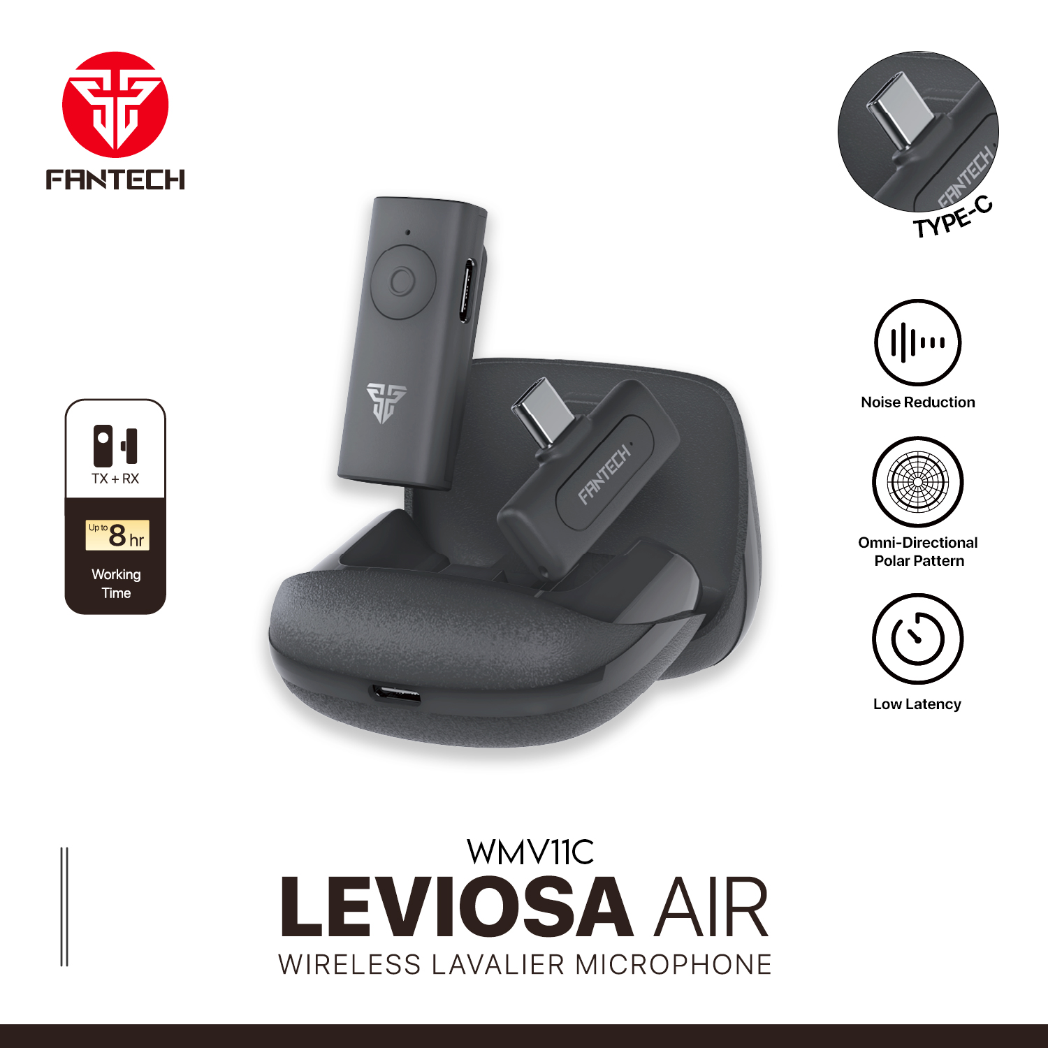 Fantech LEVIOSA AIR Microphone Wireless Lavalier | Type C JOD 25