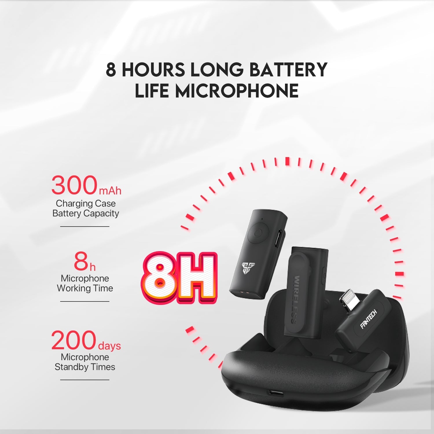 Fantech LEVIOSA AIR WMV21L Lightning Dual Mic Lightning Wireless Microphone New