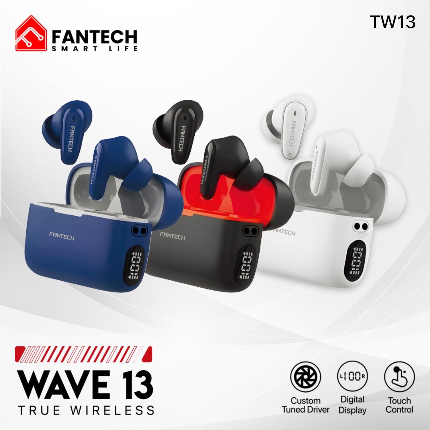 Fantech life wave 13 true wireless tws earphone bluetooth 5.3 earbuds - Fun Touch