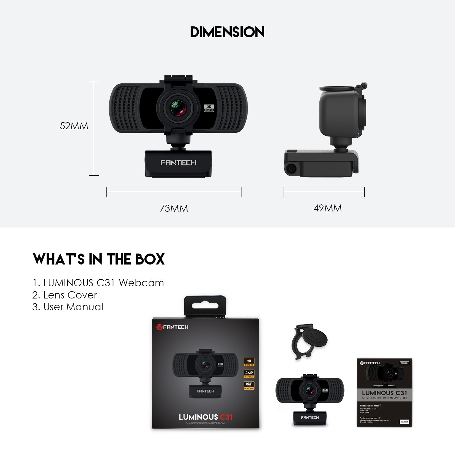 Fantech LUMINOUS C31 QHD 2K Webcam