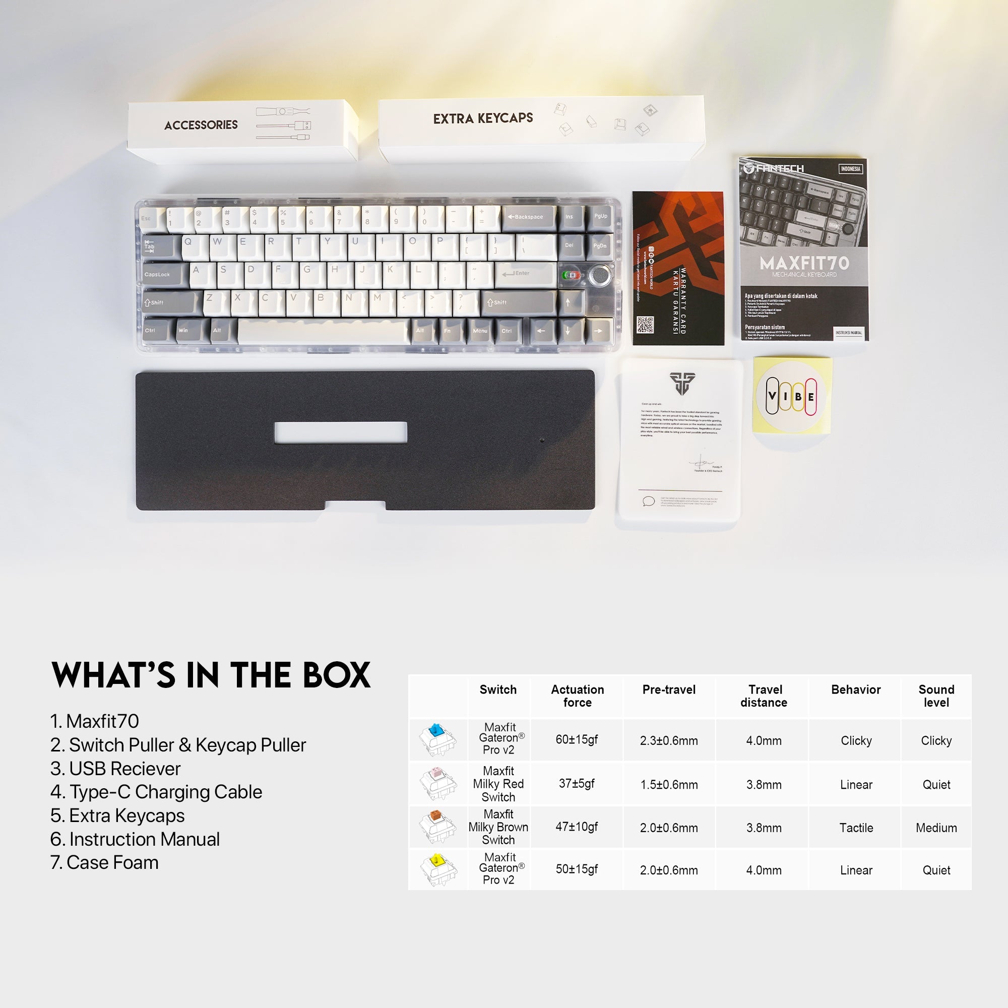 Fantech Maxfit70 MK911 Vibe Edition EPIC GREYSCALE Mechanical Gaming Keyboard
