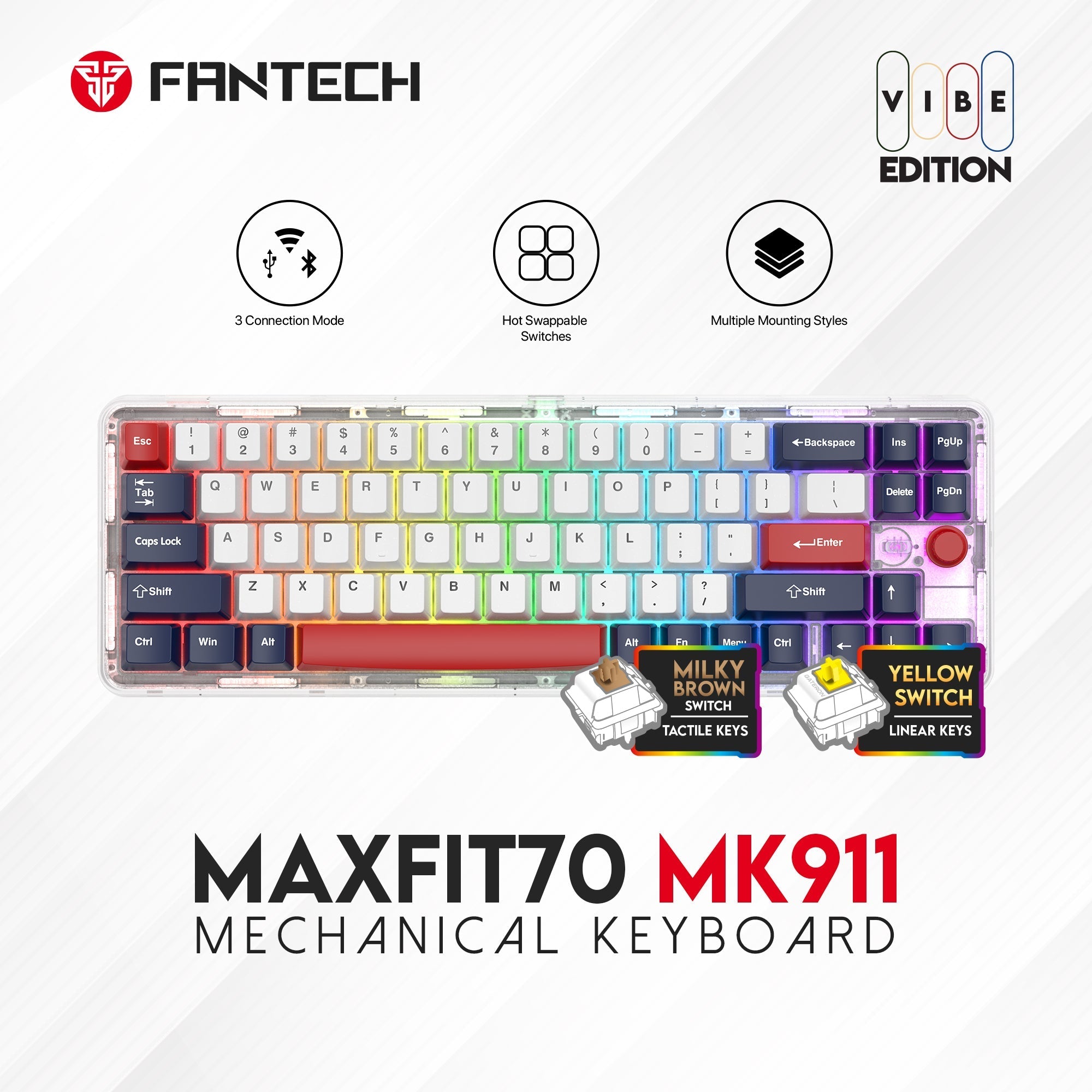 Fantech Maxfit70 MK911 Vibe Edition LONDON TOUR Mechanical Gaming Keyboard