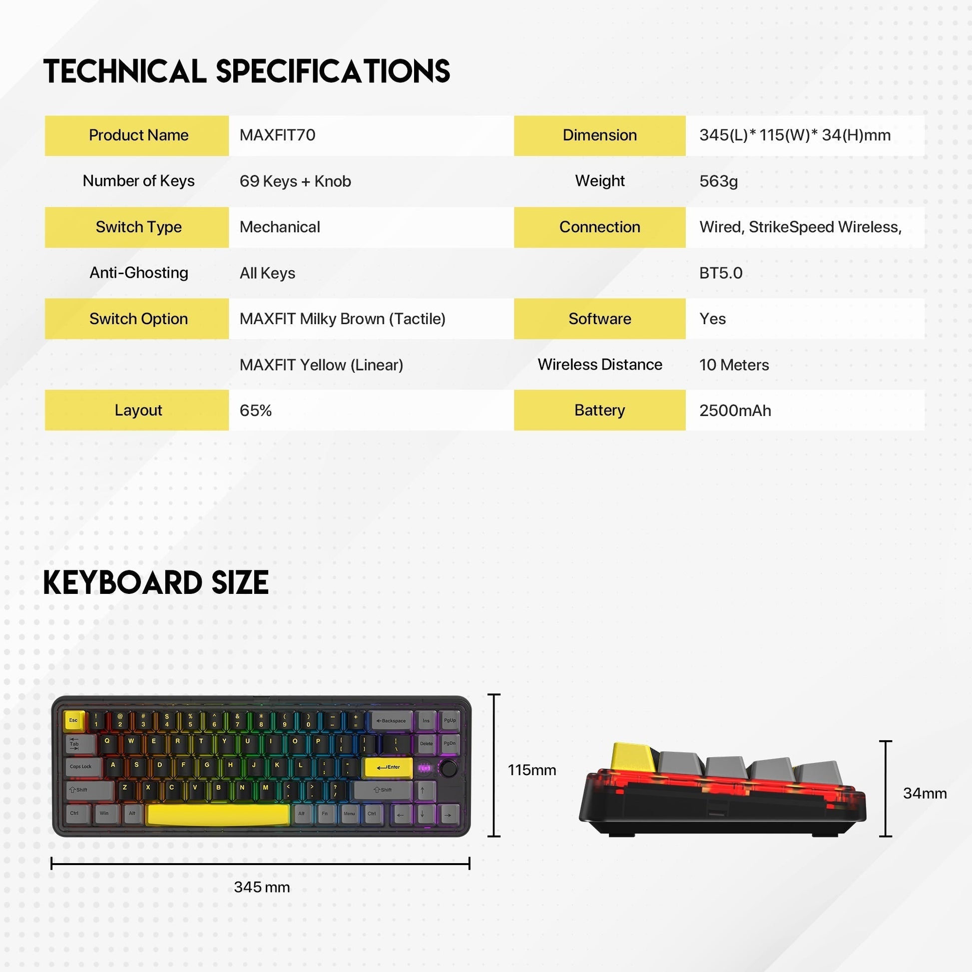 Fantech Maxfit70 MK911 Vibe Edition LONDON TOUR Mechanical Gaming Keyboard