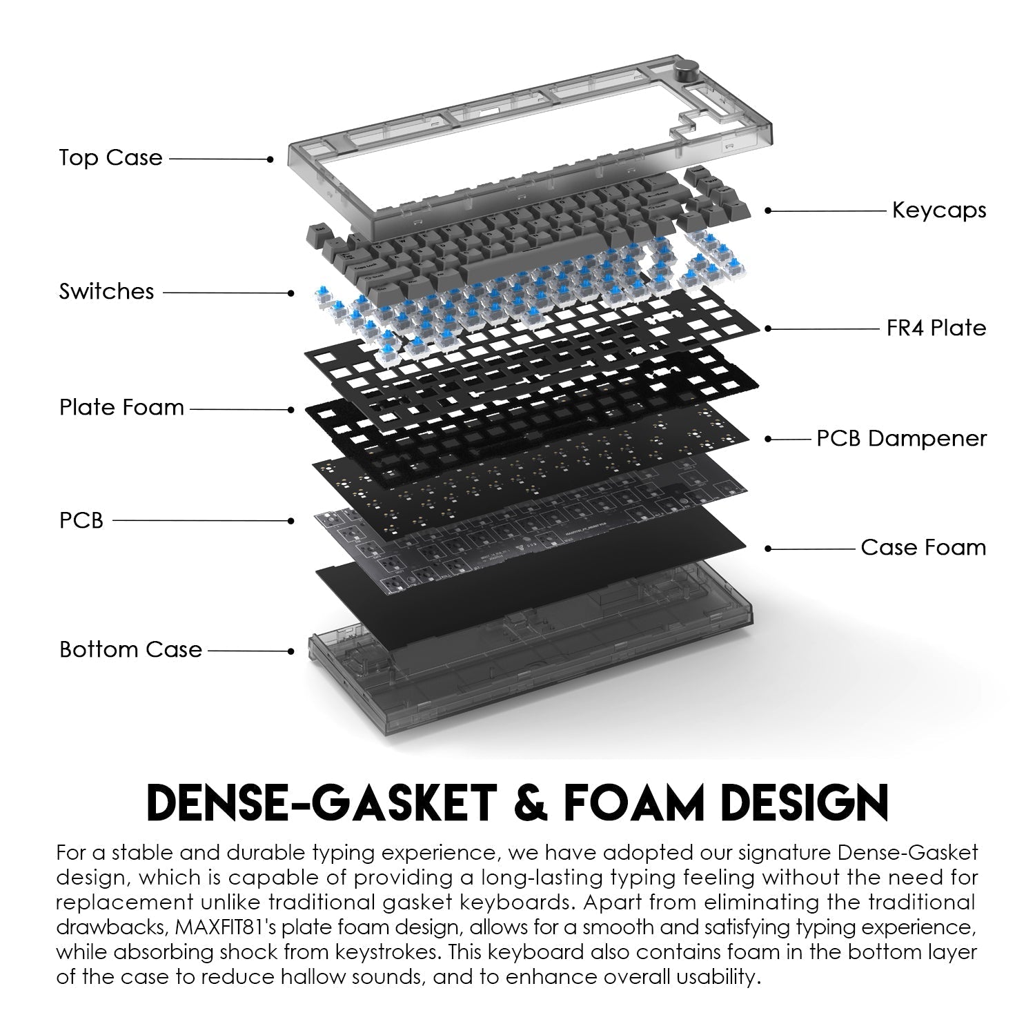 Fantech Maxfit81 MK910 PBT Frost Wireless Modular Mechanical Gaming Keyboard