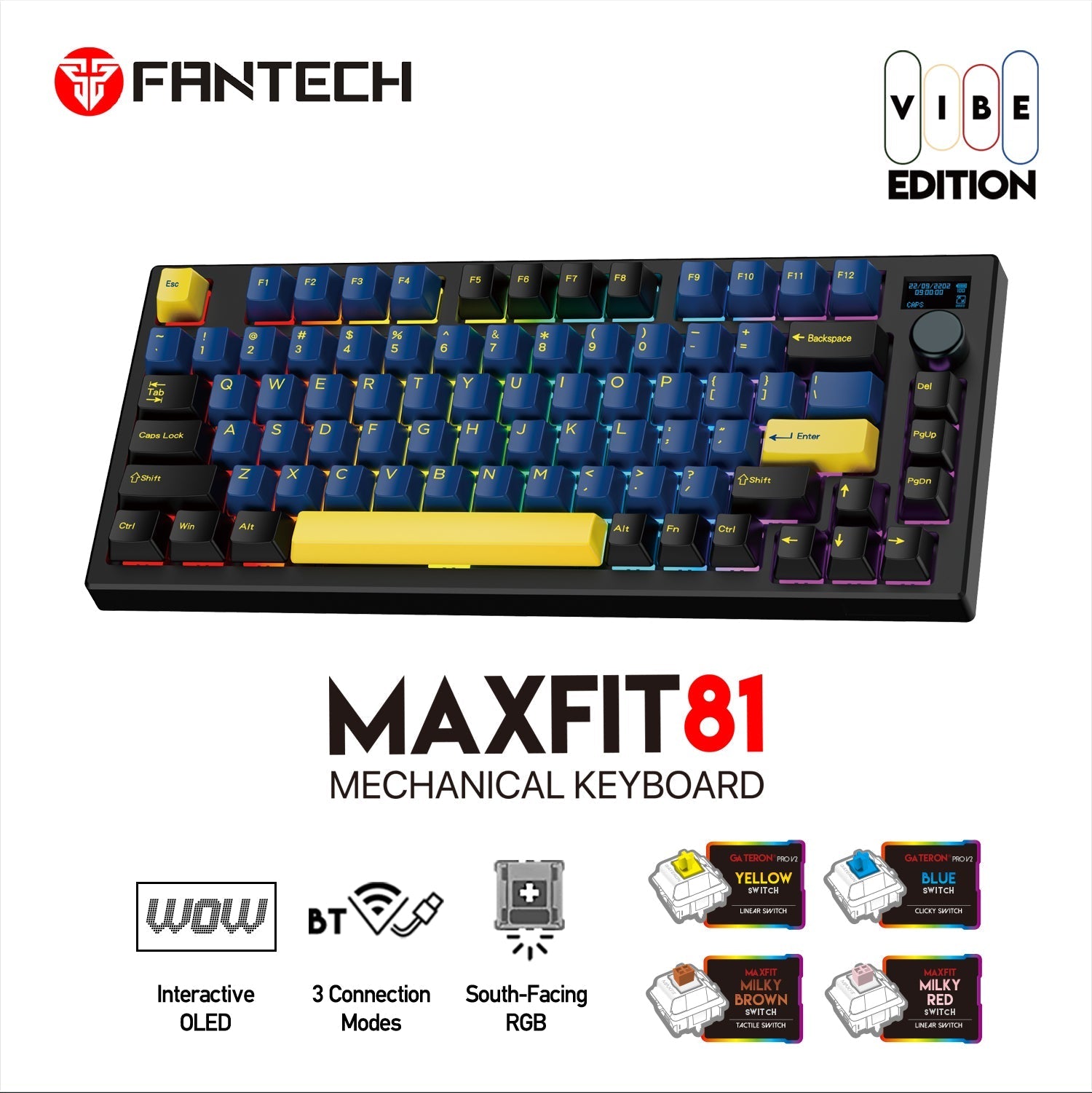 Fantech Maxfit81 MK910 VIBE Grand Cobalt Edition Mechanical Keyboard JOD 70