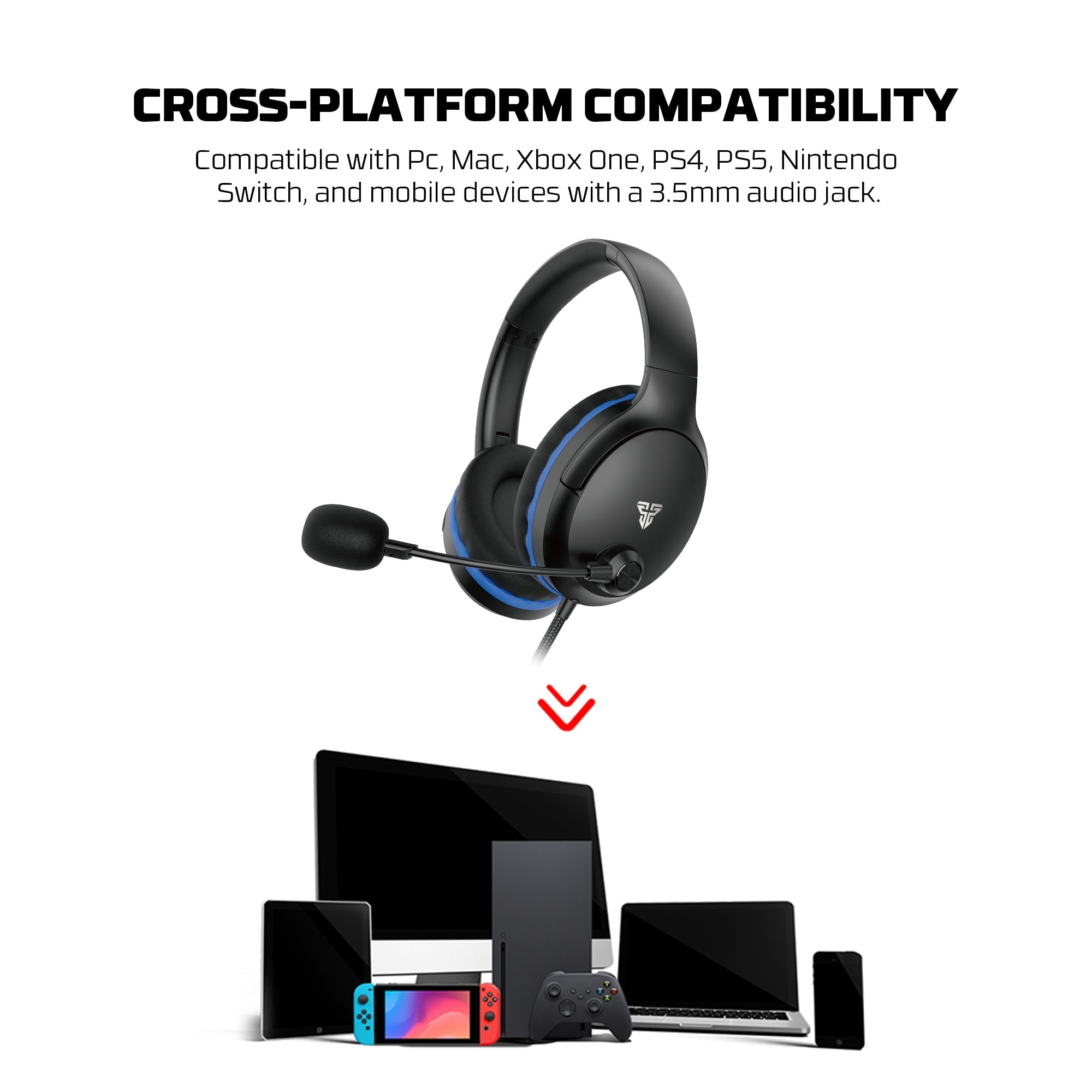 FANTECH MH89 VALOR II Multi Platform Gaming Headset Black Headset 3.5