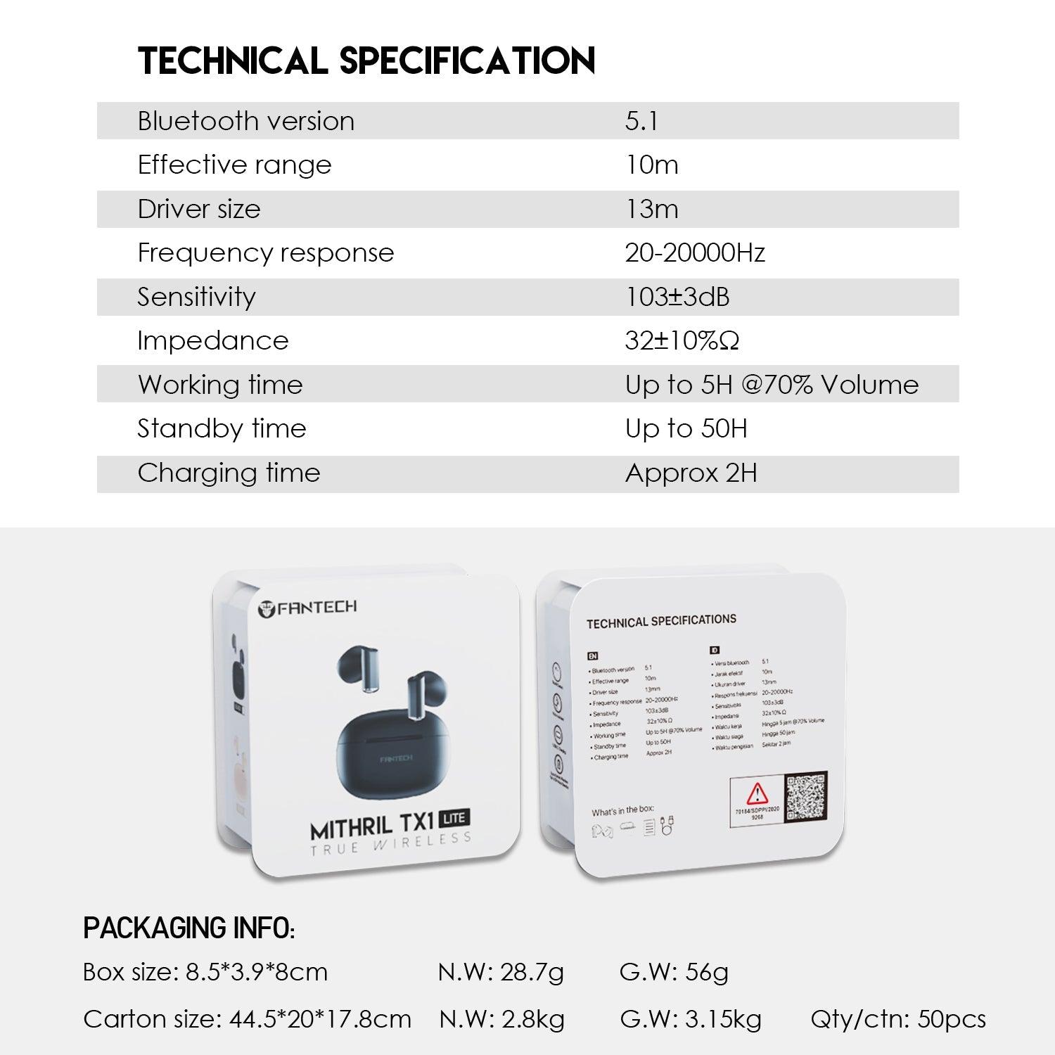 Fantech Mithril TX1 Lite TWS Earbuds With IPX5 Audio