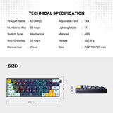 Fantech mk874 v2 atom 63 hot swappable mechanical keyboard sky blue - Fun Touch