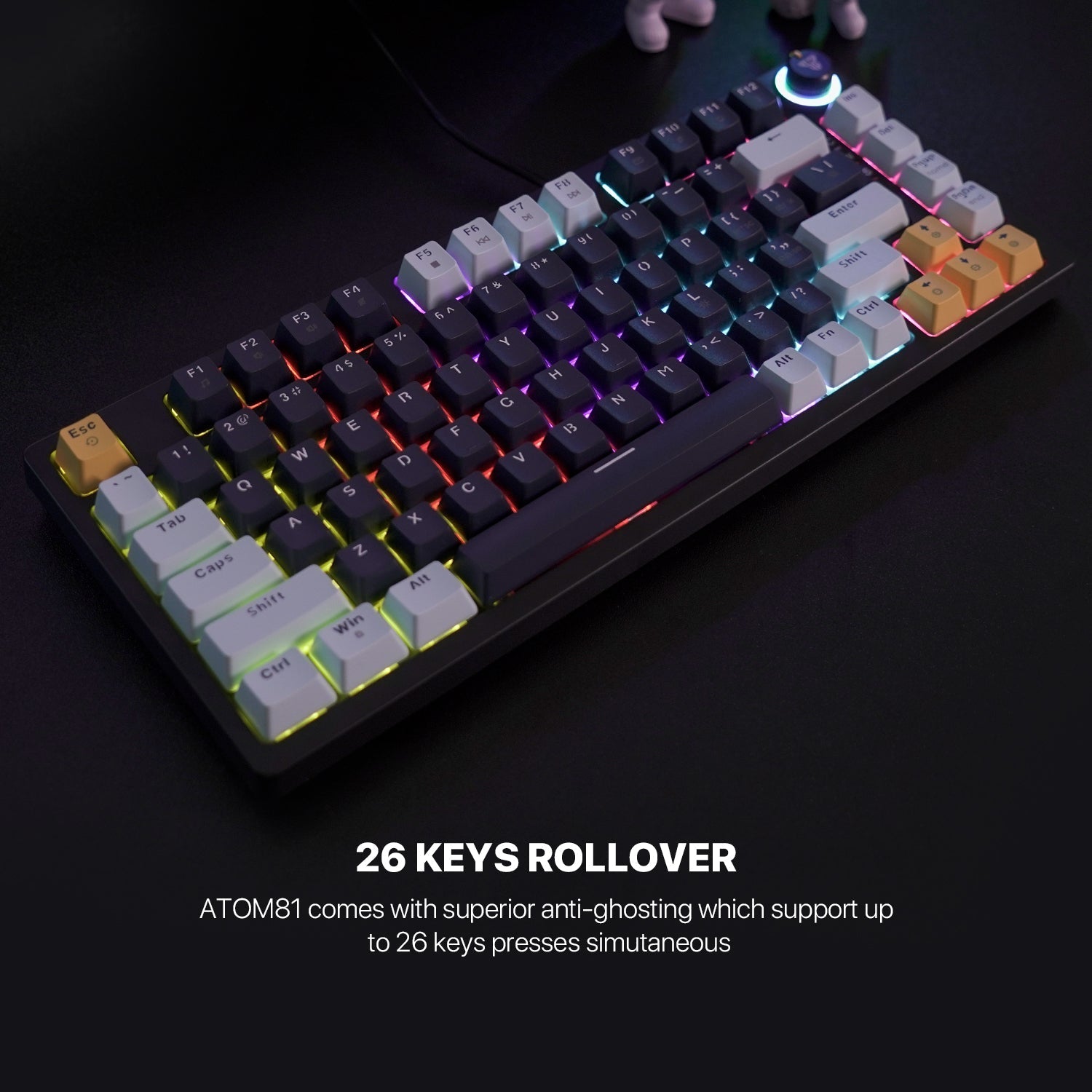 Fantech mk875v2 atom 81 rgb mechanical gaming keyboard mizu edition navy blue - Fun Touch