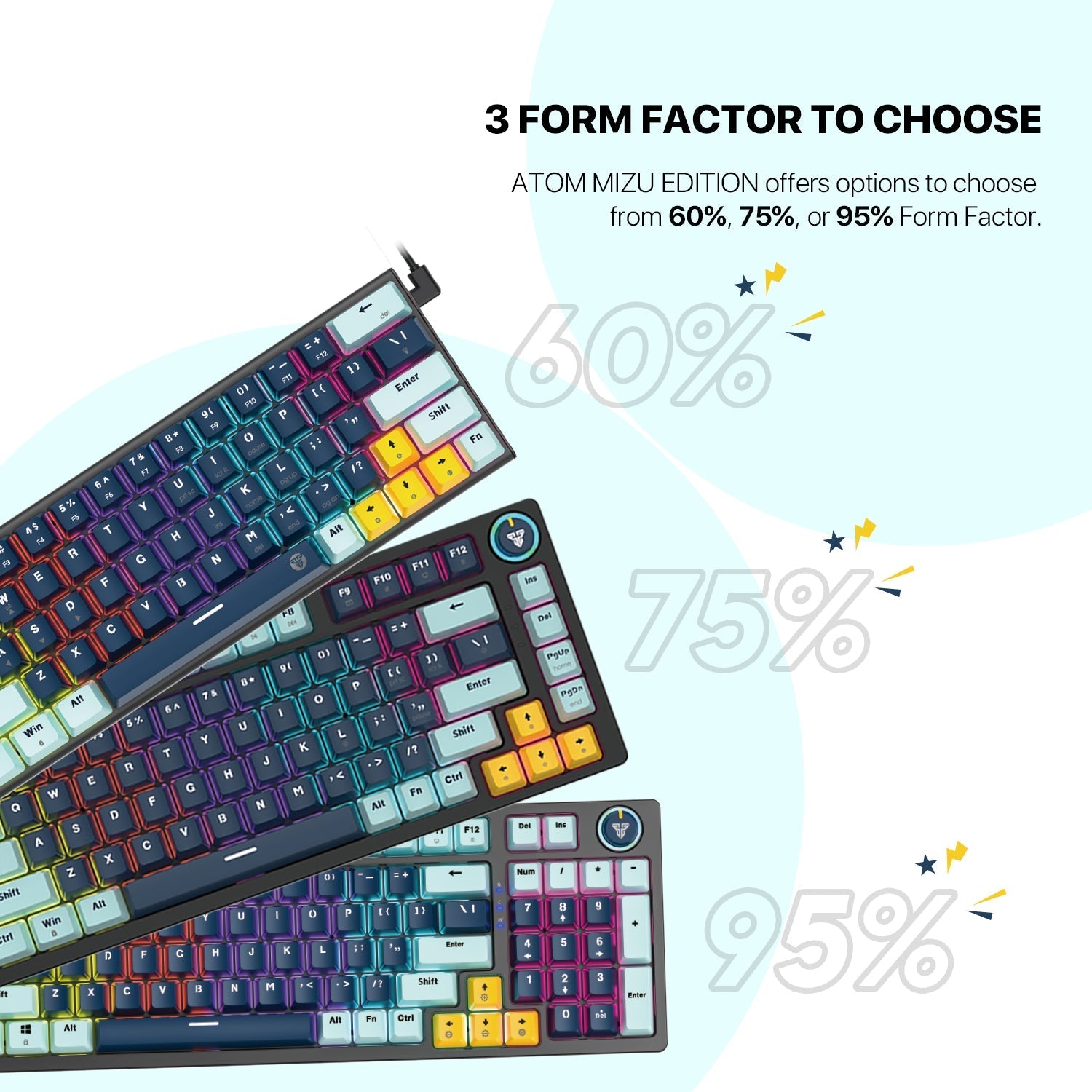 Fantech mk875v2 atom 81 rgb mechanical gaming keyboard mizu edition navy blue - Fun Touch