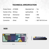 Fantech mk890v2 atom 96 rgb mechanical gaming keyboard mizu edition navy blue - Fun Touch