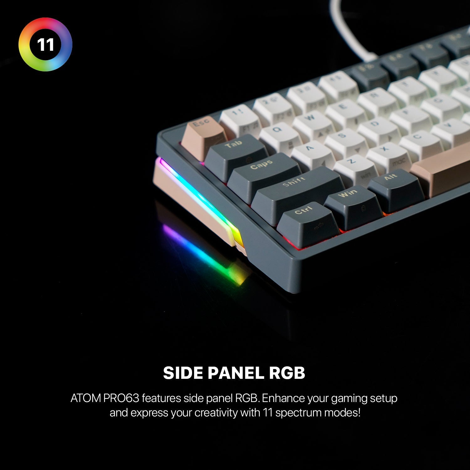 Fantech MK912 ATOM PRO63 RGB Bluetooth Wireless Gaming keyboard Saturn Keyboard