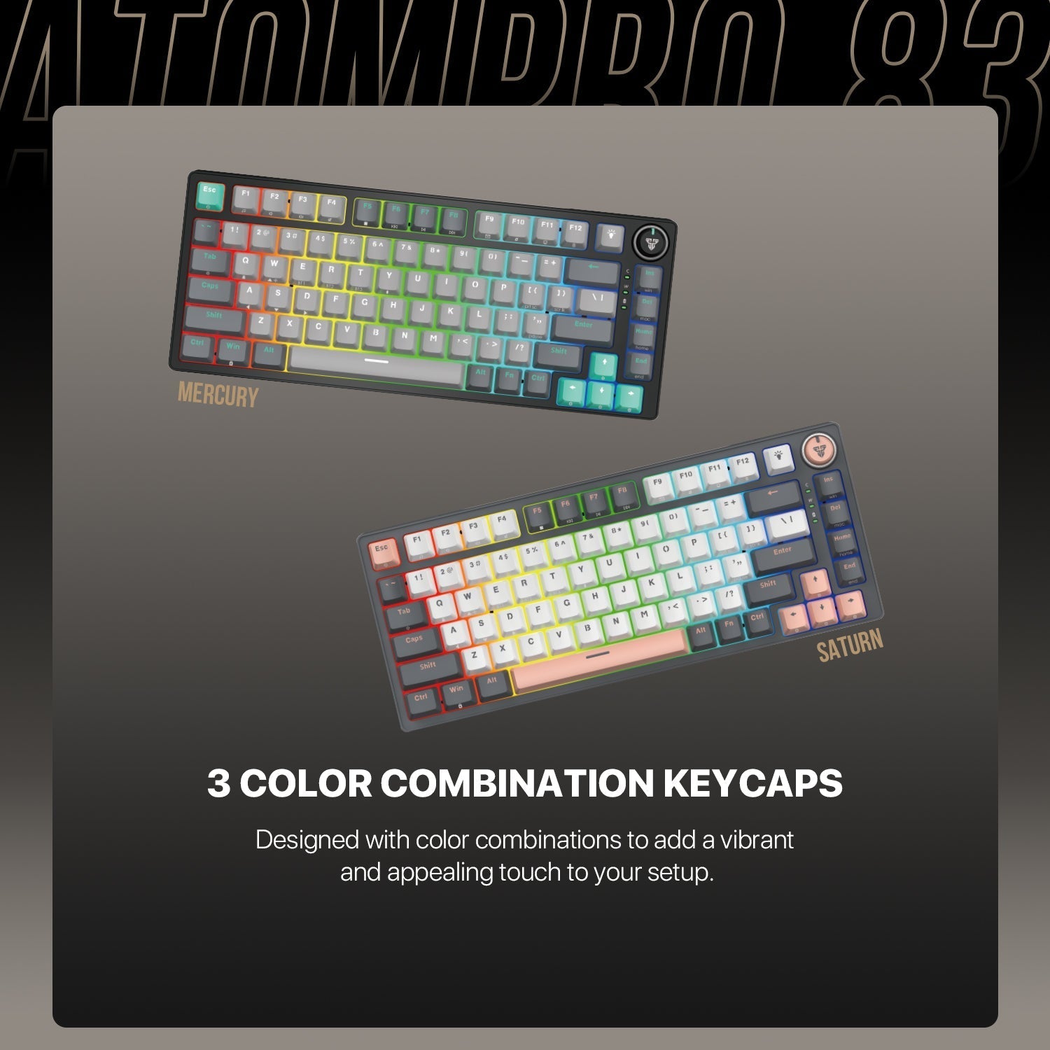 Fantech MK913 ATOM PRO83 RGB Bluetooth Wireless Gaming keyboard Saturn Keyboard