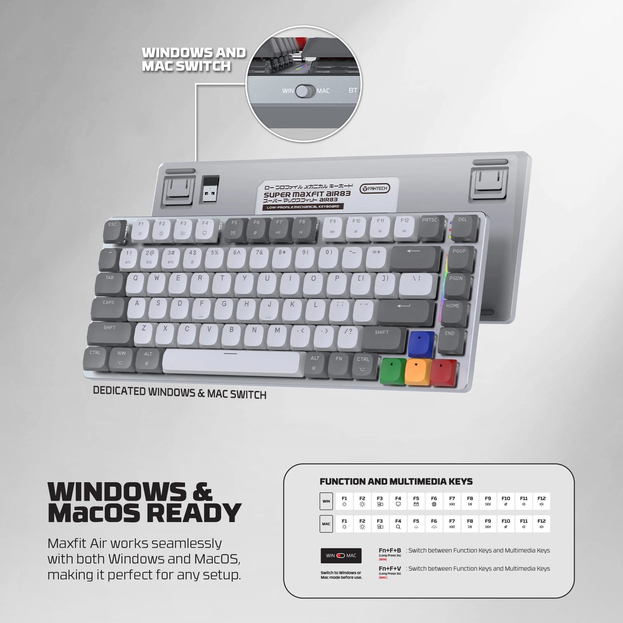 Fantech MK915 75% Low Profile Wireless Mechanical Keyboard SUPER MAXFIT AIR83