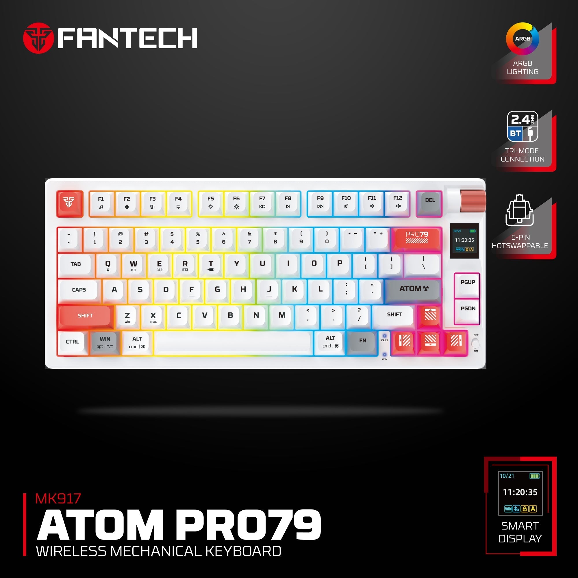 FANTECH MK917 ATOM PRO79 WIRELESS MECHANICAL GAMING KEYBOARD WHITE soon product