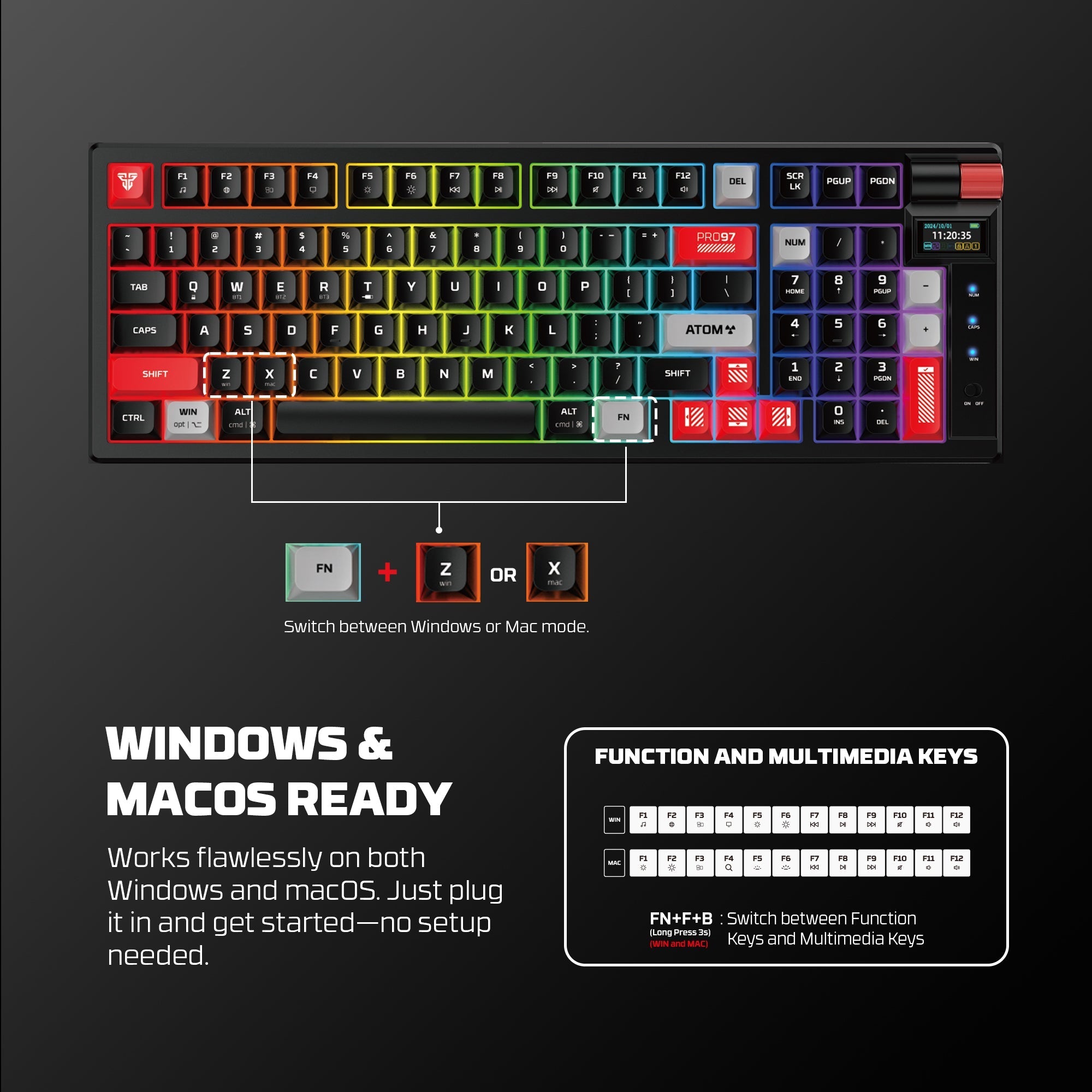 FANTECH MK918 ATOM PRO97 WIRELESS MECHANICAL GAMING KEYBOARD BLACK Keyboard
