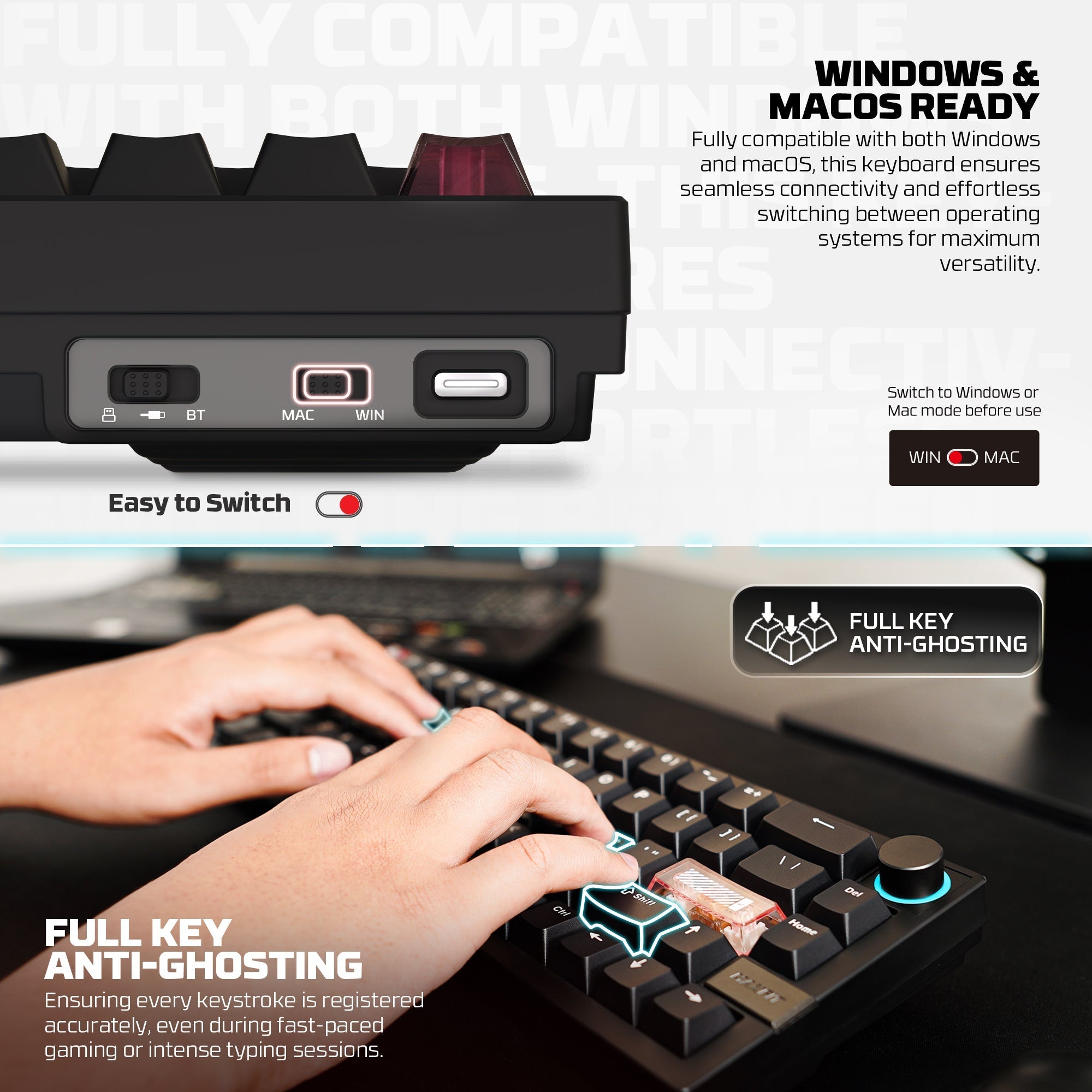 FANTECH MK920 MAXFIT6 Wireless Mechanical Gaming Keyboard Black Keyboard