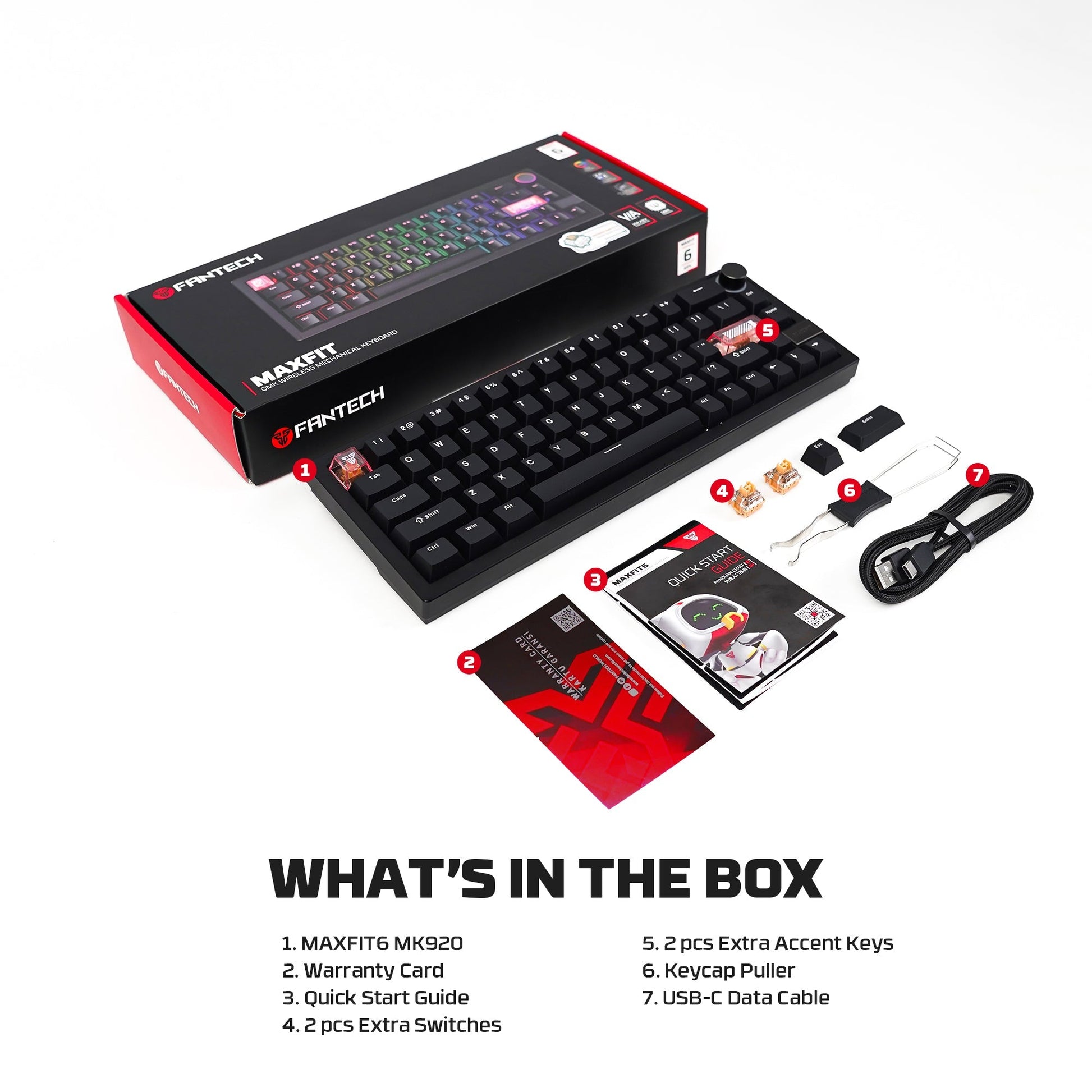 FANTECH MK920 MAXFIT6 Wireless Mechanical Gaming Keyboard Black Keyboard