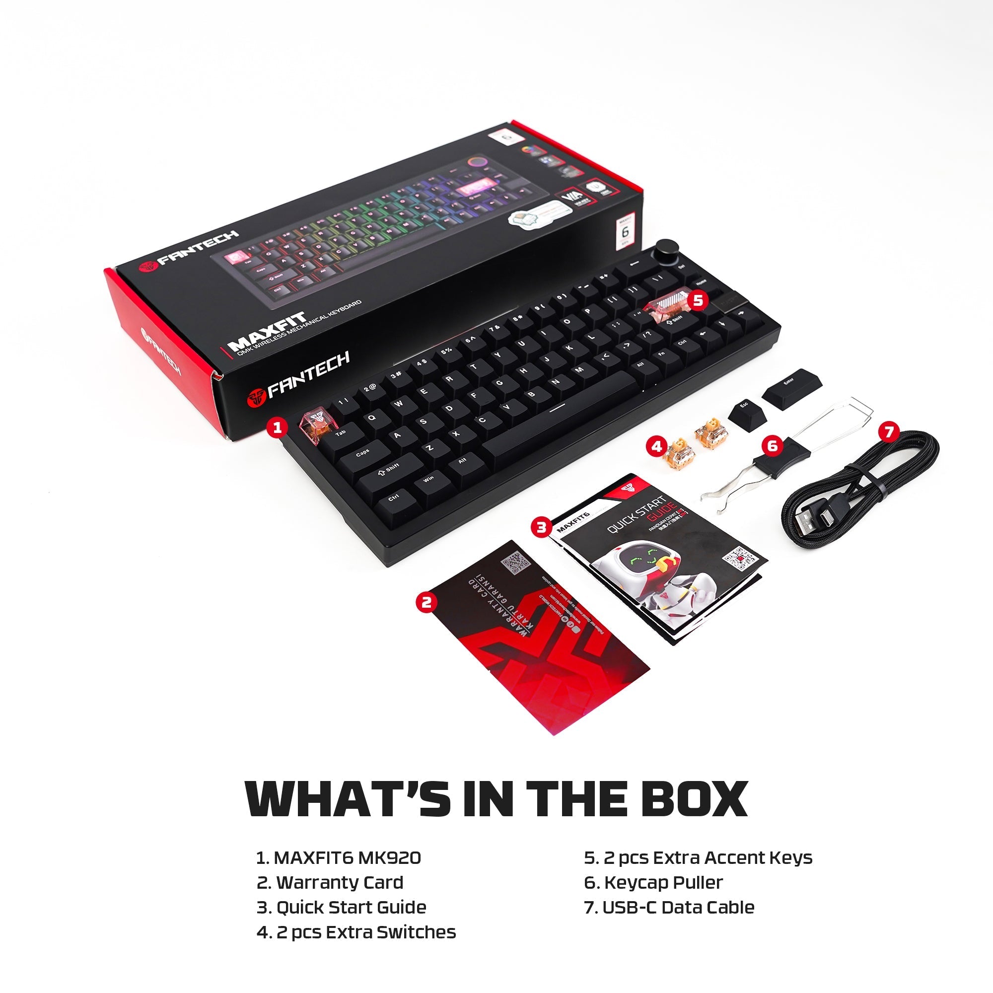 FANTECH MK920 MAXFIT6 Wireless Mechanical Gaming Keyboard Black Keyboard