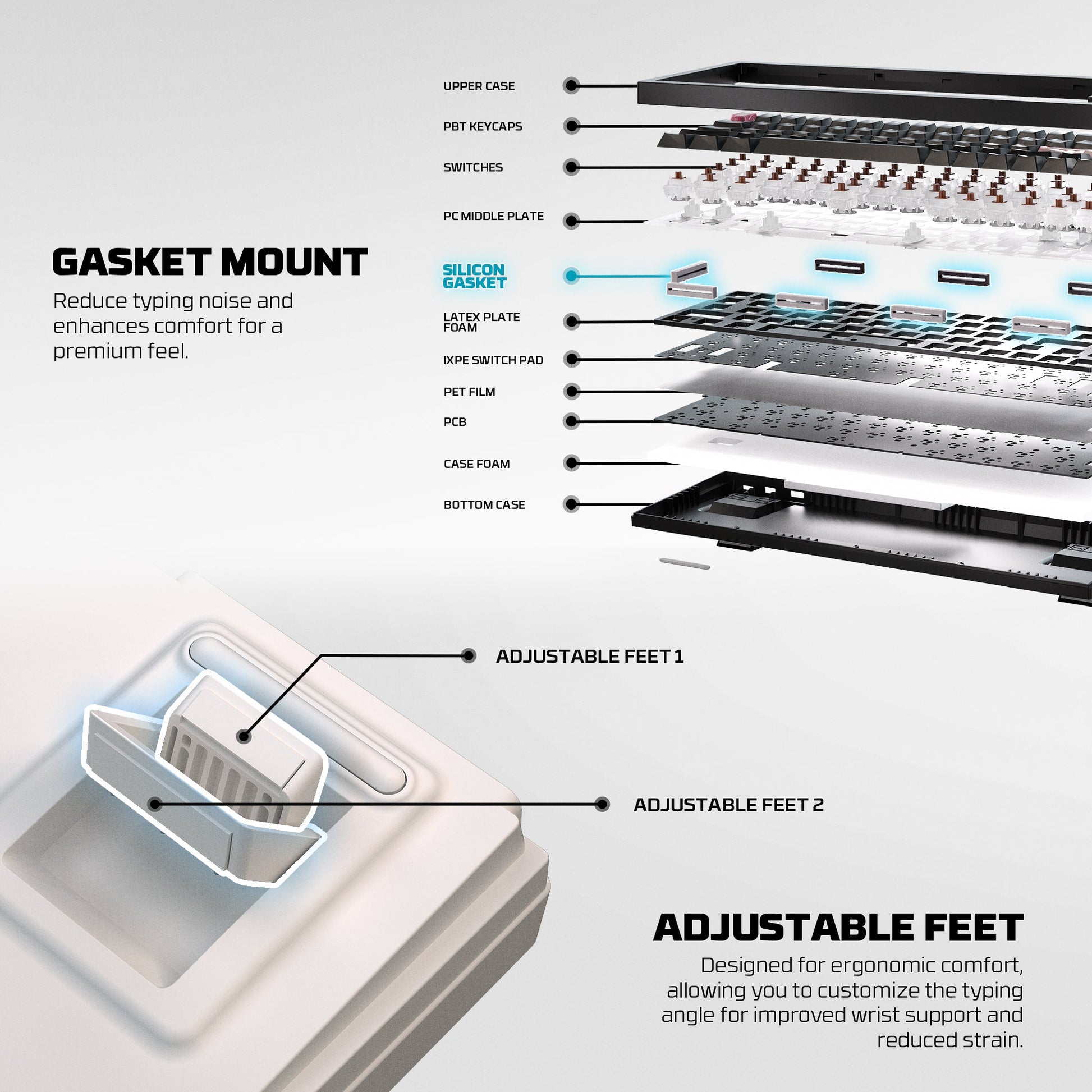 FANTECH MK920 MAXFIT6 Wireless Mechanical Gaming Keyboard White Keyboard