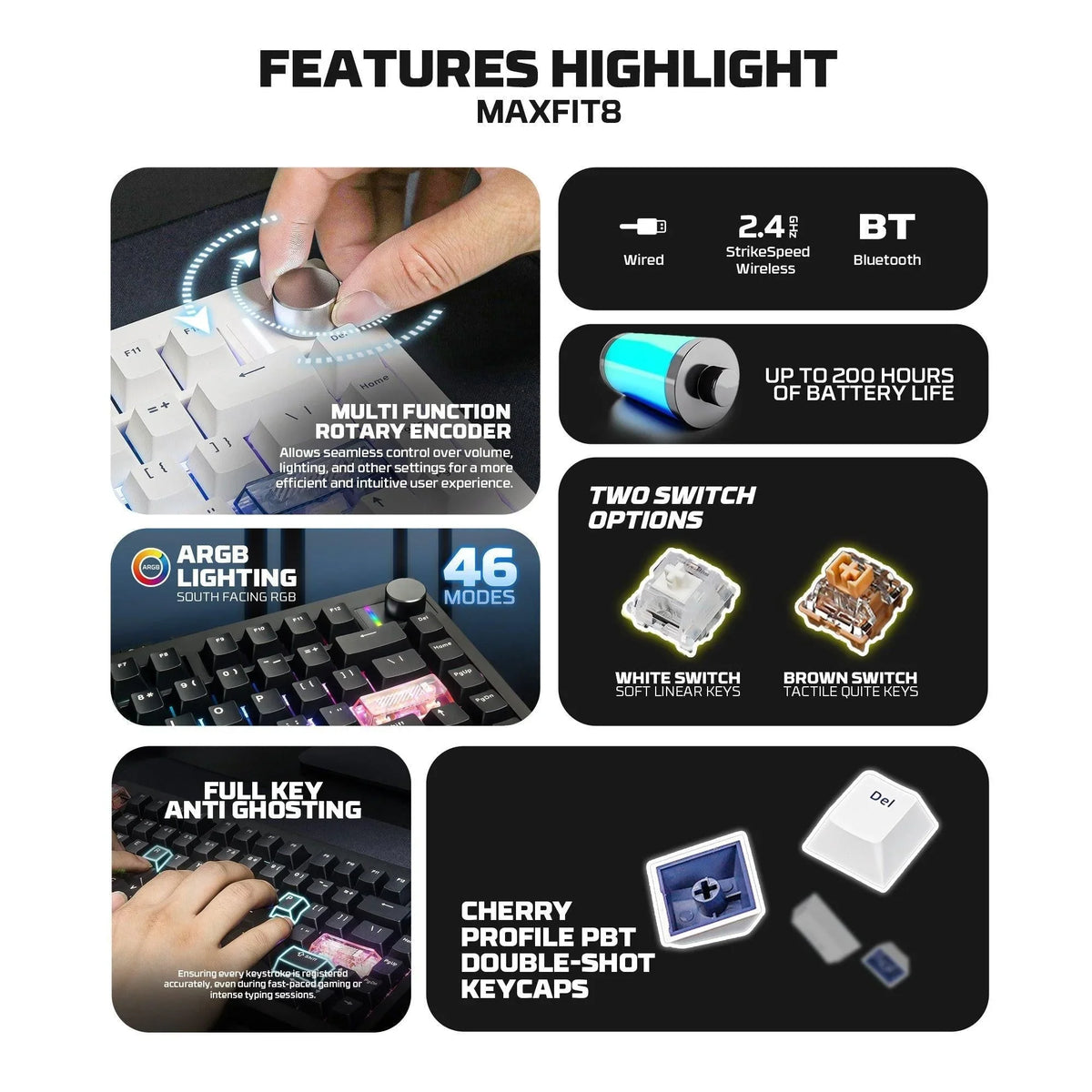 Fantech mk921 maxfit8 qmk mechanical keyboard mk921 - keyboard