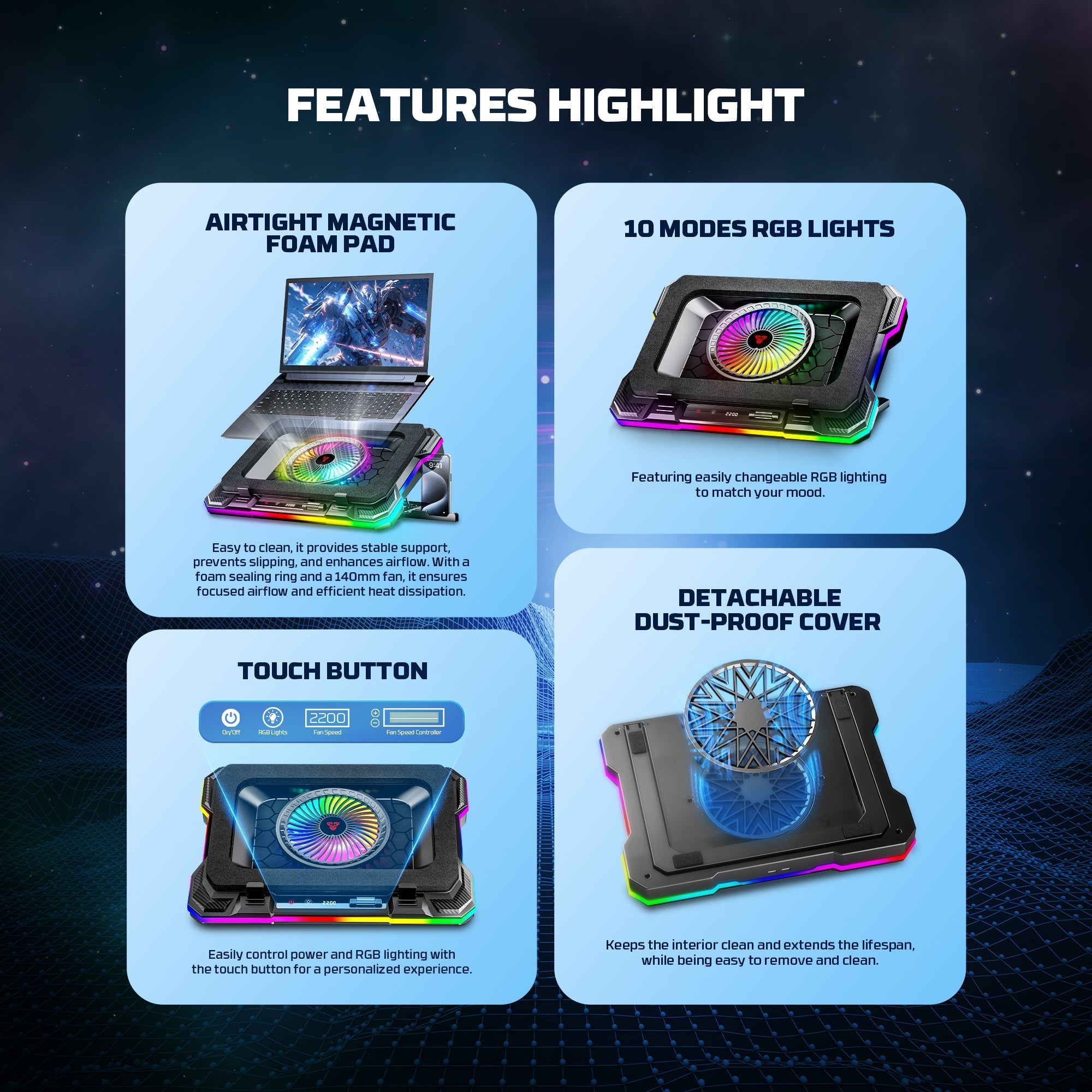 FANTECH NC22 NOTEBOOK COOLER LAPTOP COOLING PAD Cooling Stands