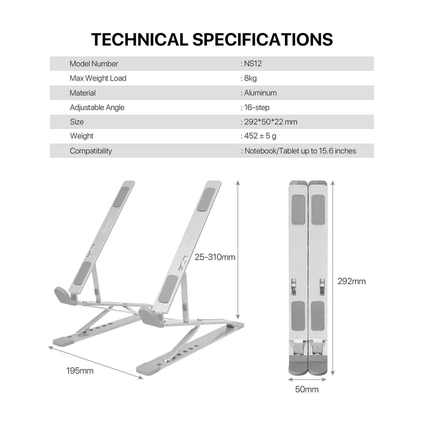 Fantech ns12 laptop stand computer risers & stands