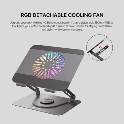 Fantech ns30 notebook stand and cooling fan rgb computer risers & stands