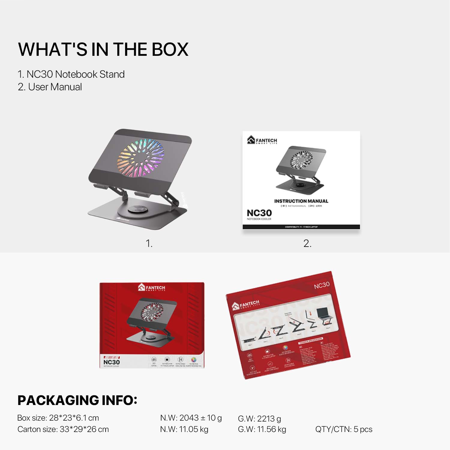 Fantech NS30 Notebook Stand And Cooling Fan RGB Cooling Stands