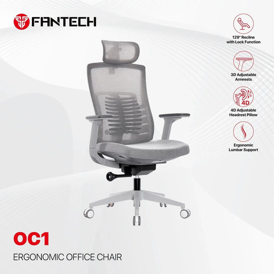 Fantech oc1 ergonomic office chair white - desk & chair