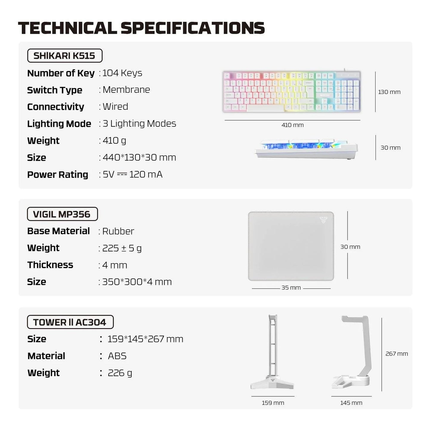 Fantech p51 power bundle gaming keyboard and mouse keyboard trays & platforms