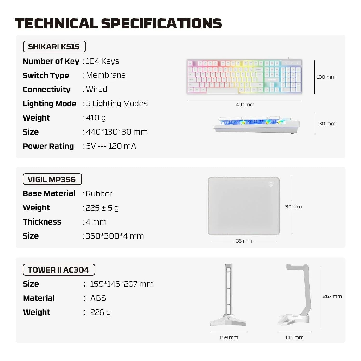 Fantech p51 power bundle gaming keyboard and mouse keyboard trays & platforms