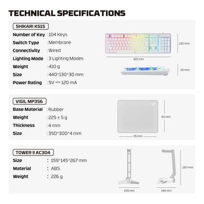 Fantech p51 power bundle gaming keyboard and mouse keyboard trays & platforms