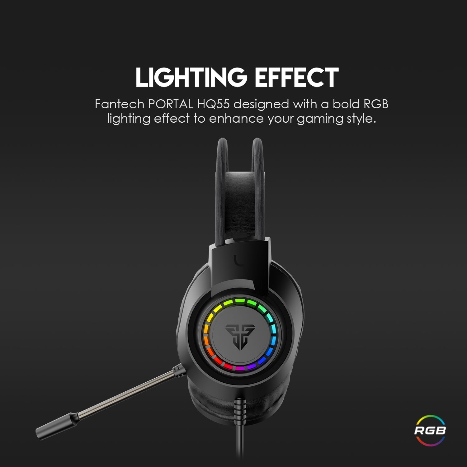 Fantech PORTAL HQ55 3.5mm Jack Headset Gaming RGB Audio