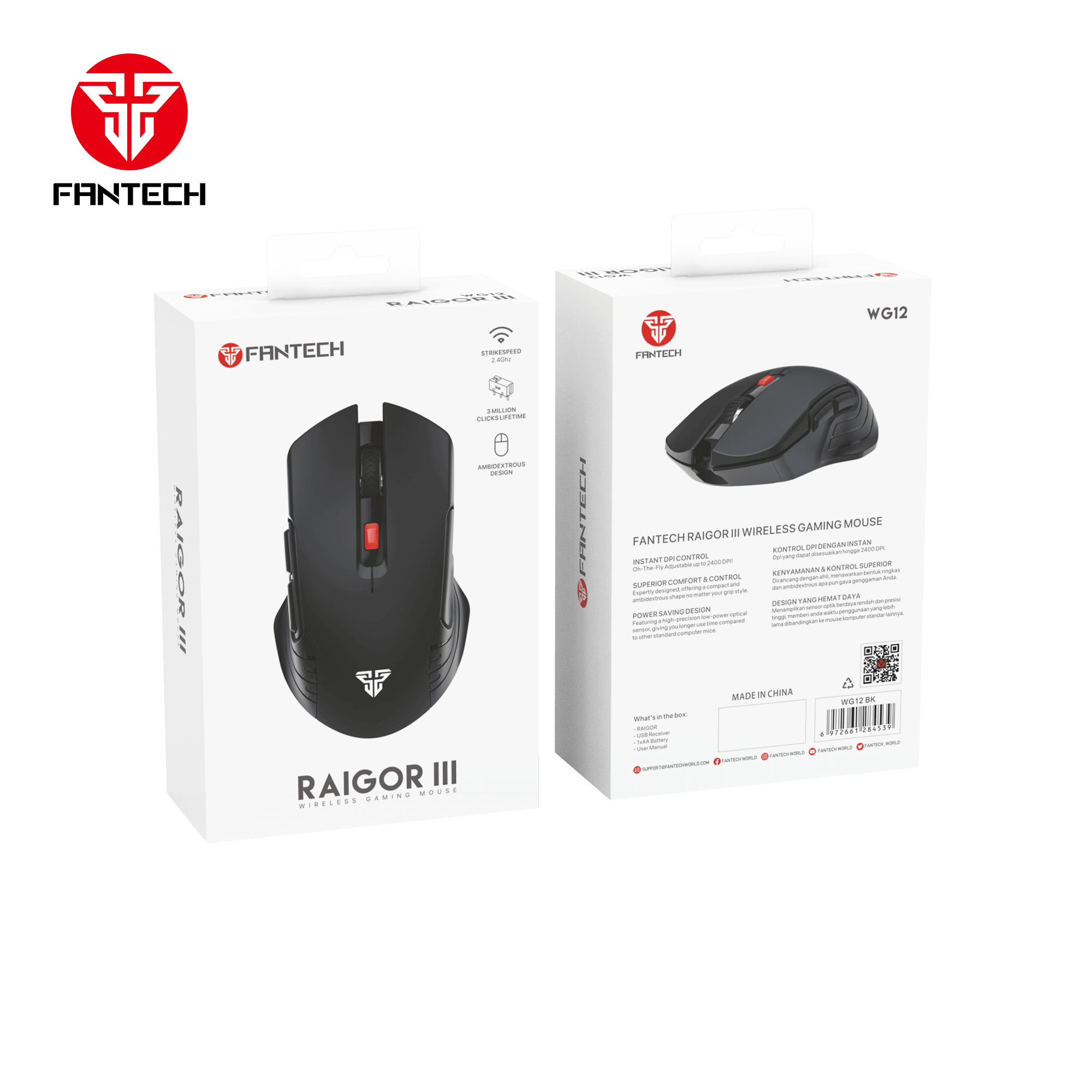 Fantech raigor iii wg12 gaming mouse with 2.4ghz wireless connection - Fun Touch