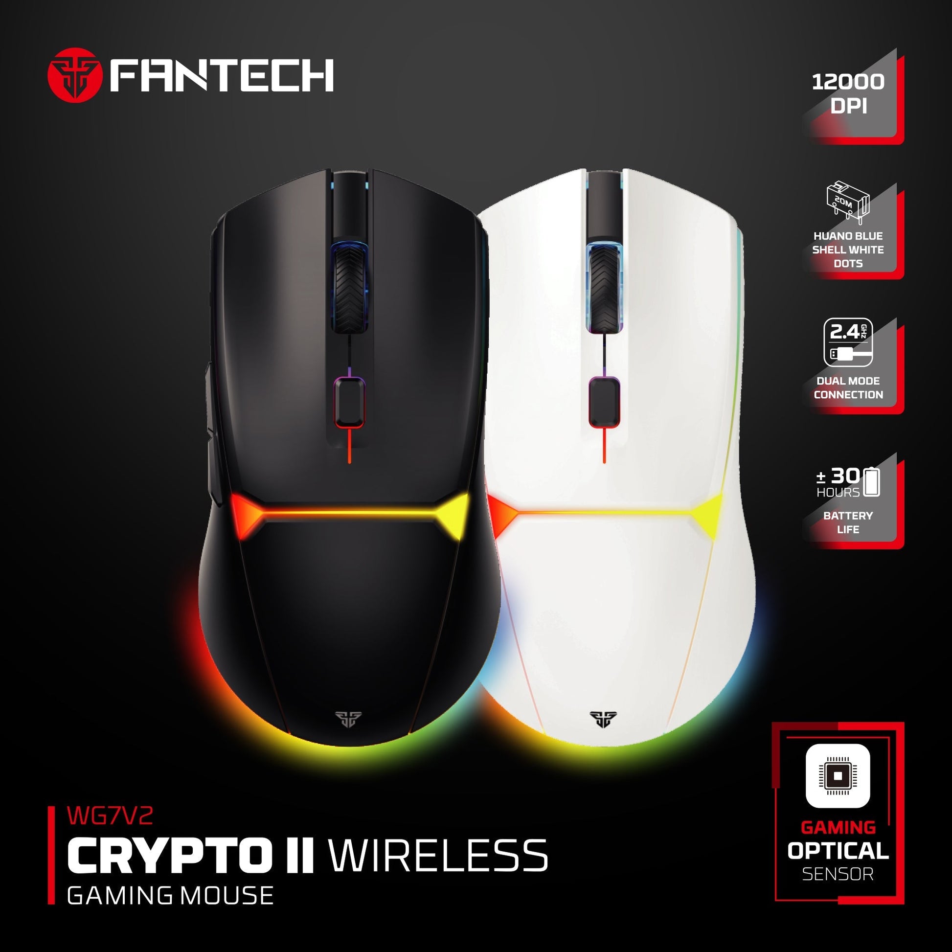 FANTECH WG7V2 CRYPTO II Wireless Gaming Mouse Black Mouse