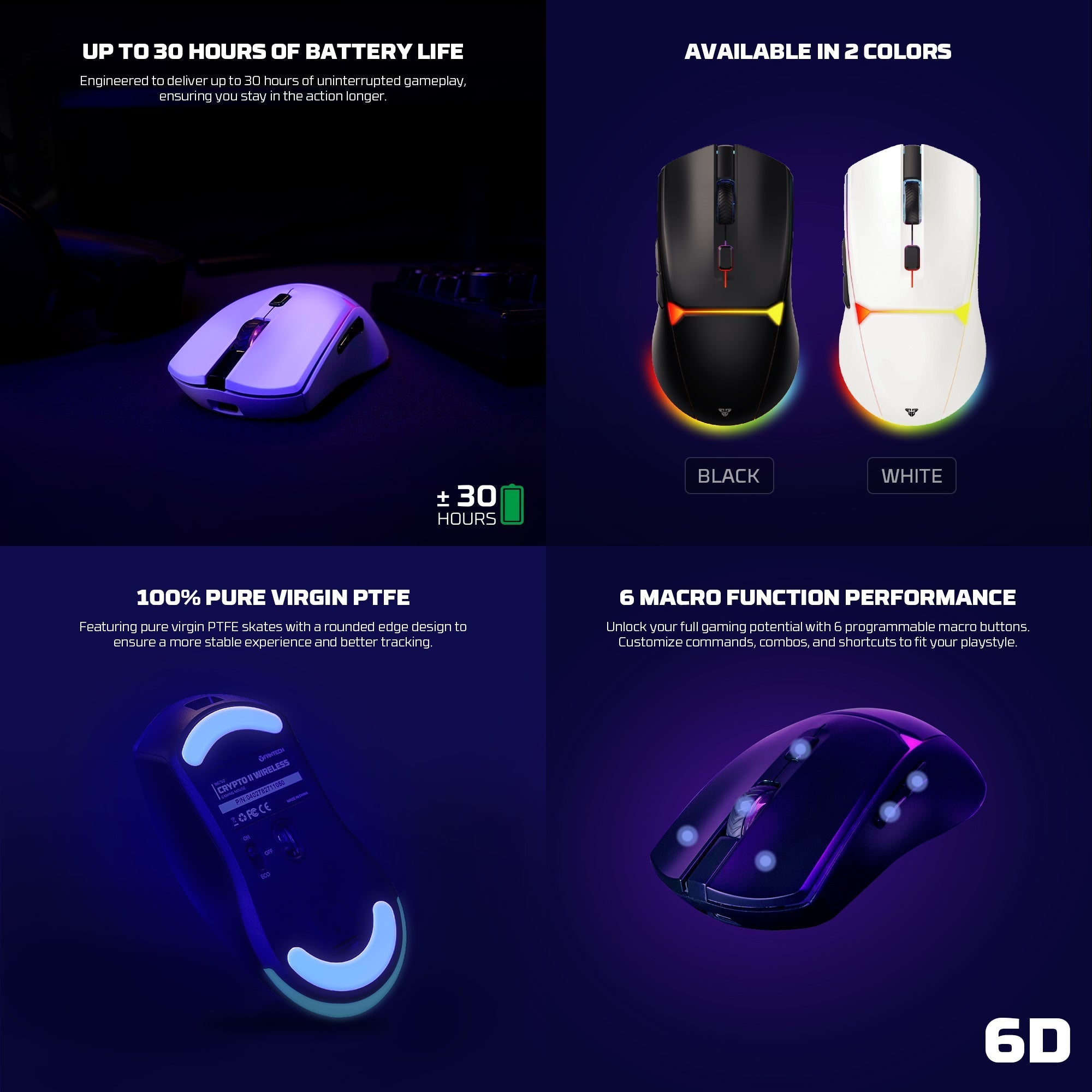 FANTECH WG7V2 CRYPTO II Wireless Gaming Mouse White Mouse