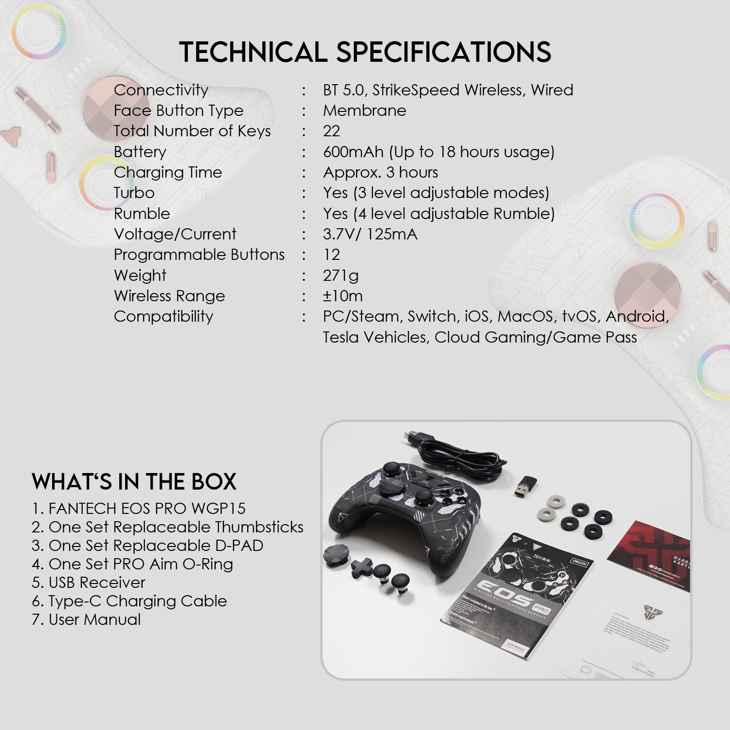 Fantech WGP15 Electra Eos Pro Wireless Gaming Controller Console