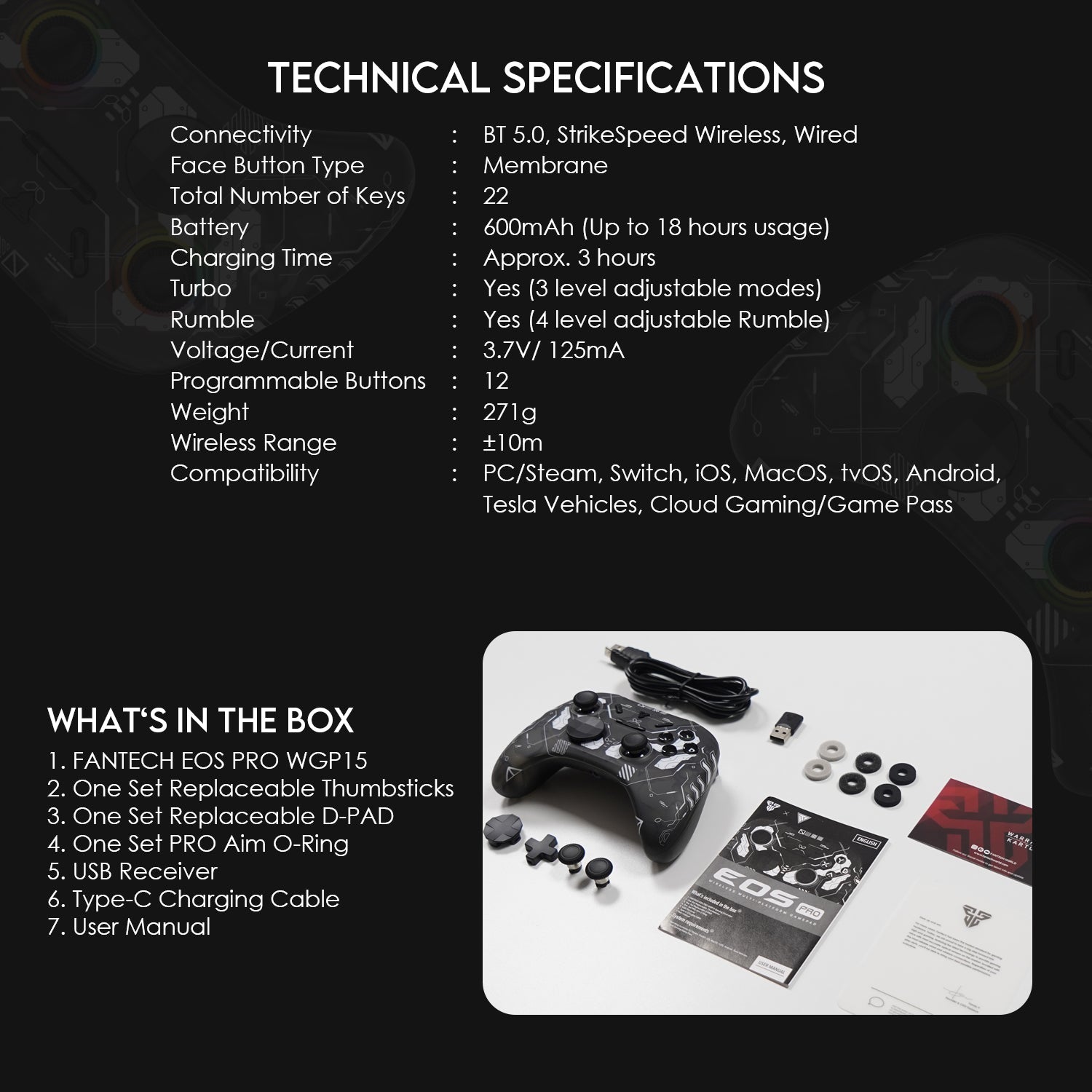 Fantech WGP15 Epsilon Eos Pro Wireless Gaming Controller Console