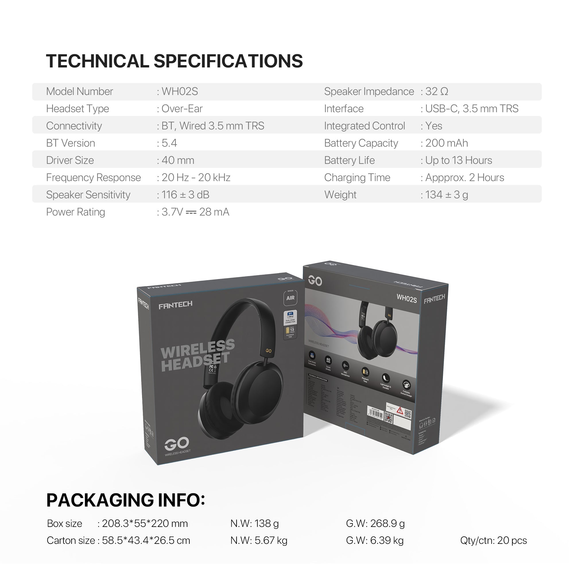 FANTECH WH02S GO AIR WIRELESS HEADSET Wireless Headset